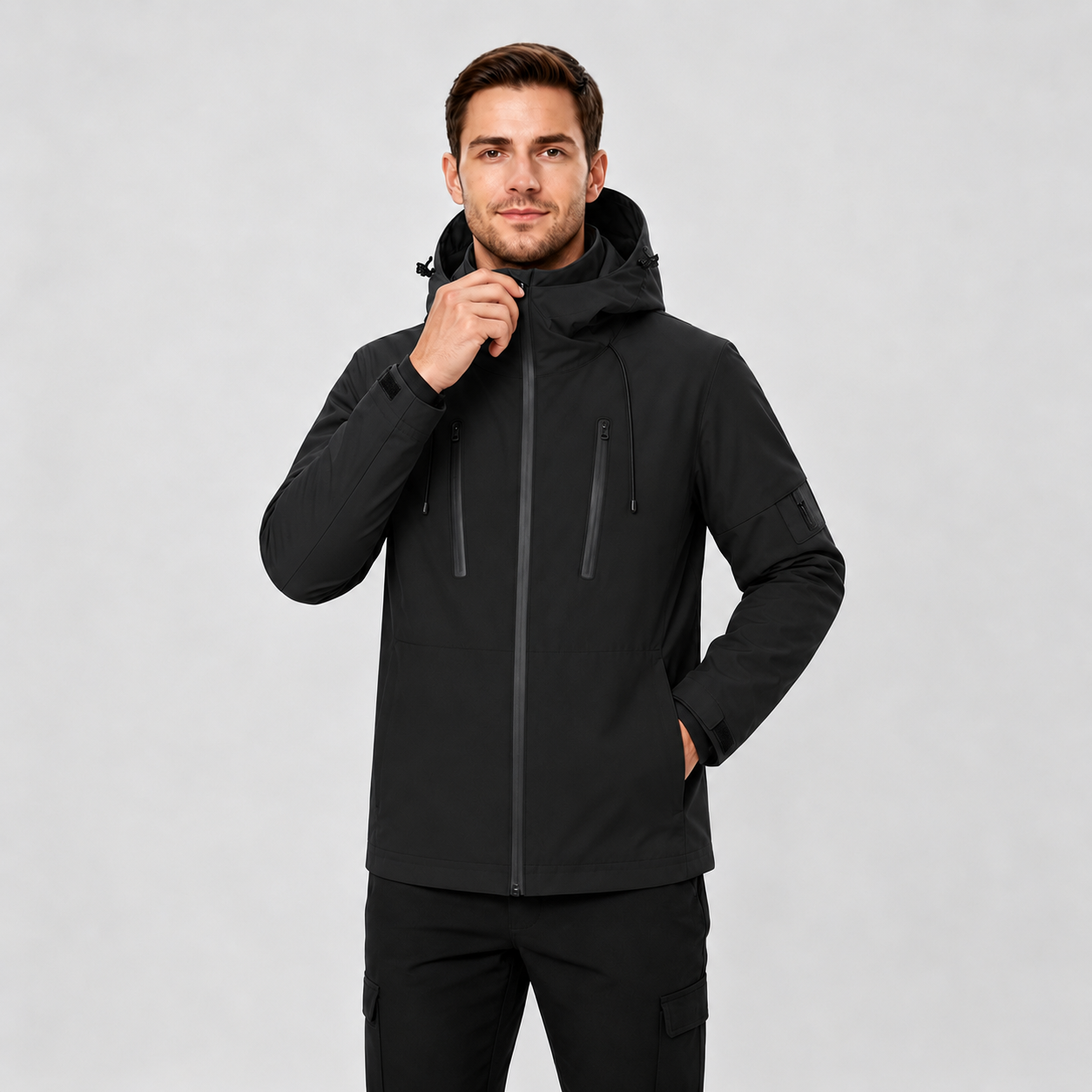 Men's Packable Performance Rain Jacket - Soft Warm Black