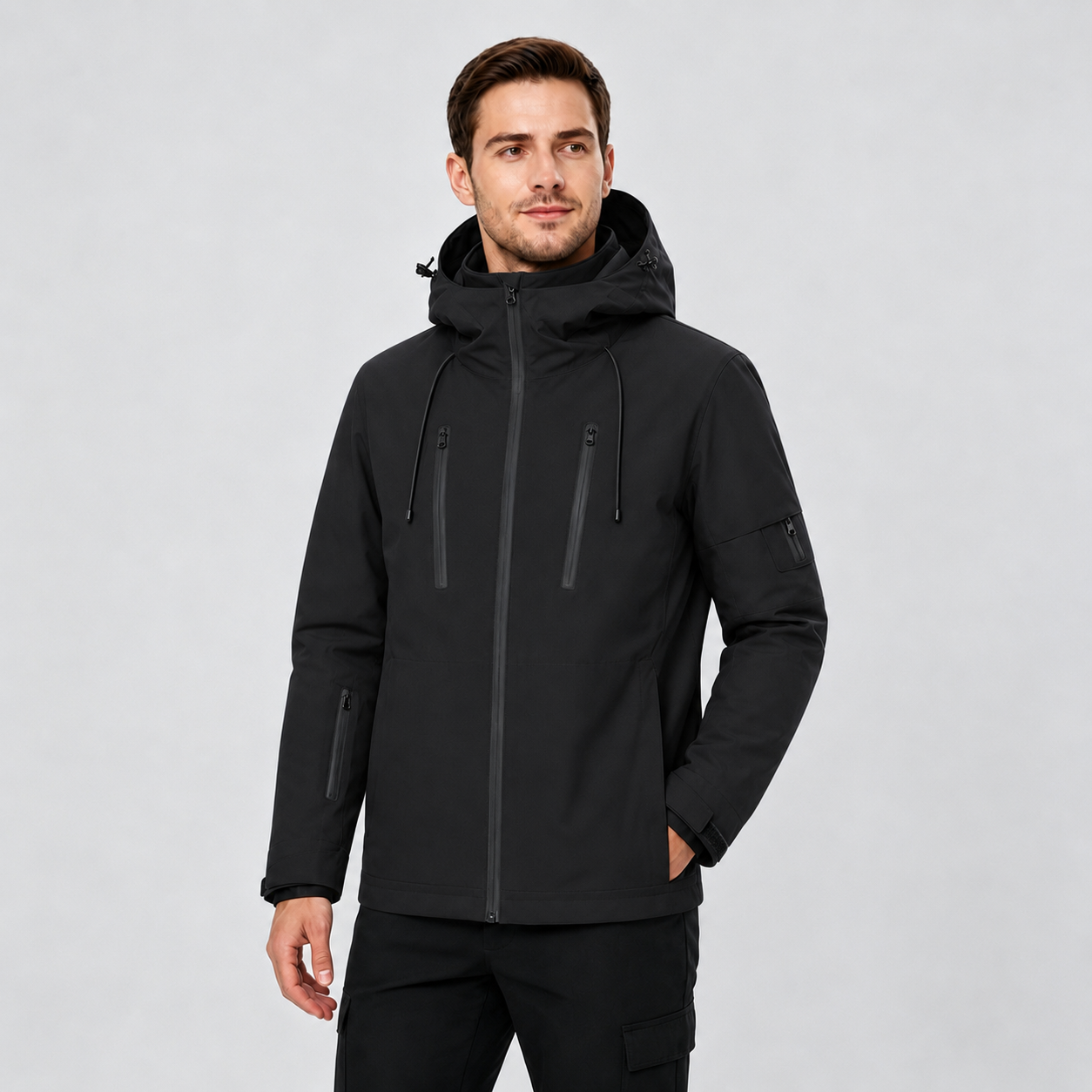 Men's Packable Performance Rain Jacket - Soft Warm Black