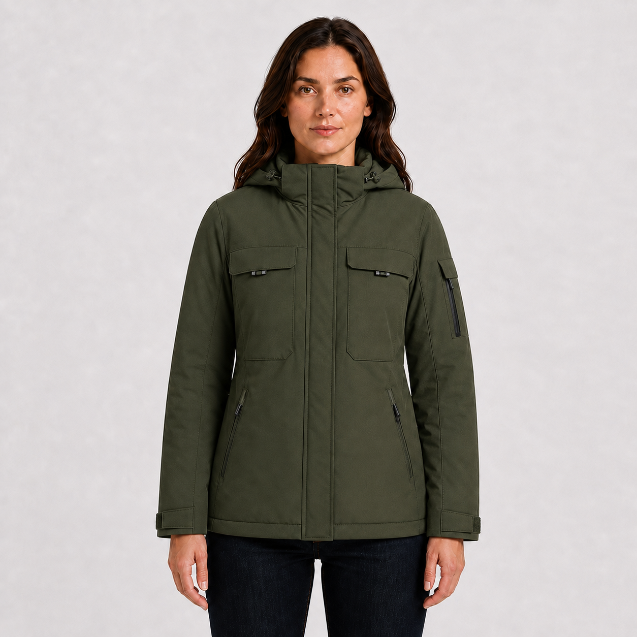 Women's 9-Zone Heated Winter Jacket with Detachable Hood
