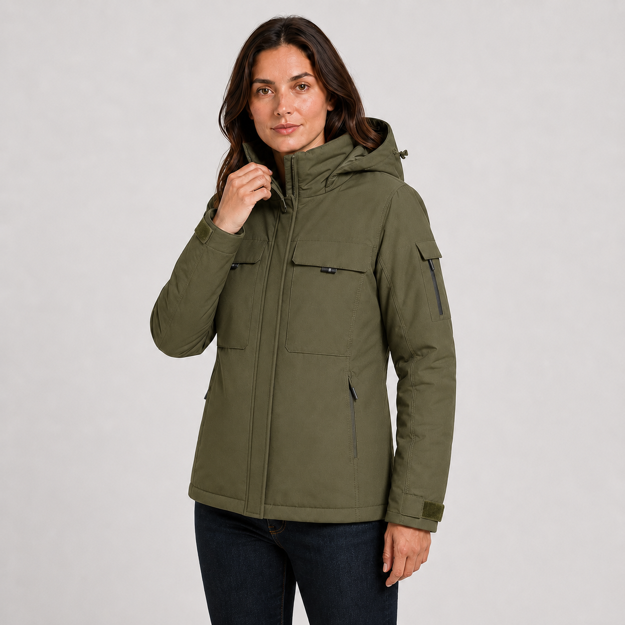 Women's 9-Zone Heated Winter Jacket with Detachable Hood