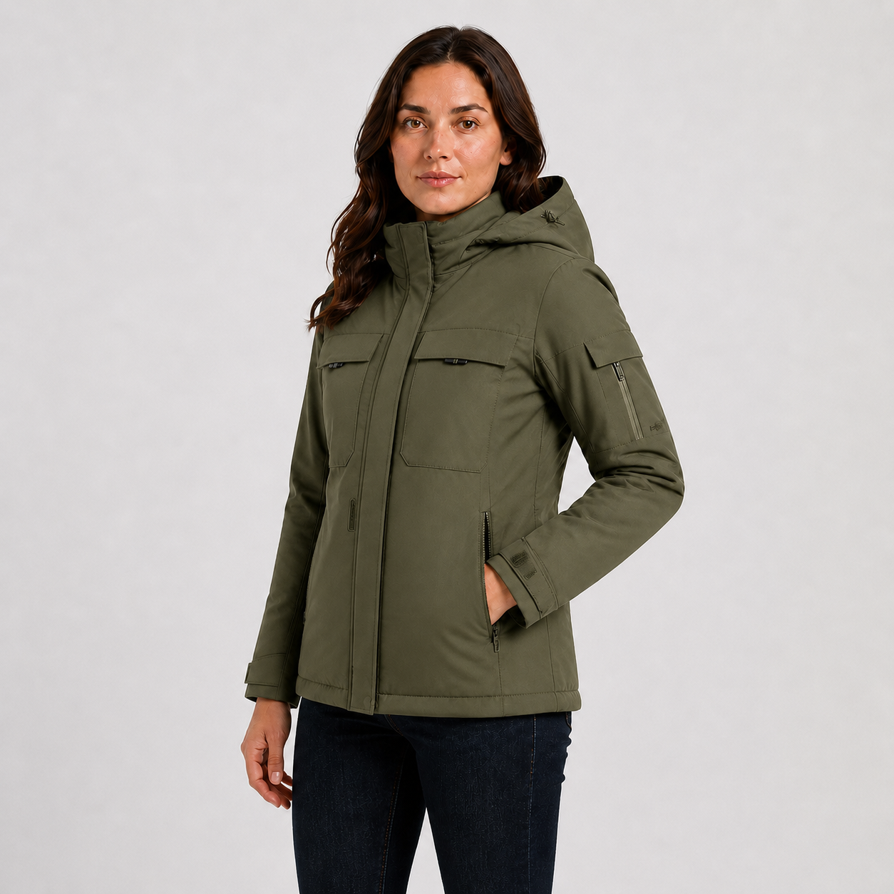 Women's 9-Zone Heated Winter Jacket with Detachable Hood