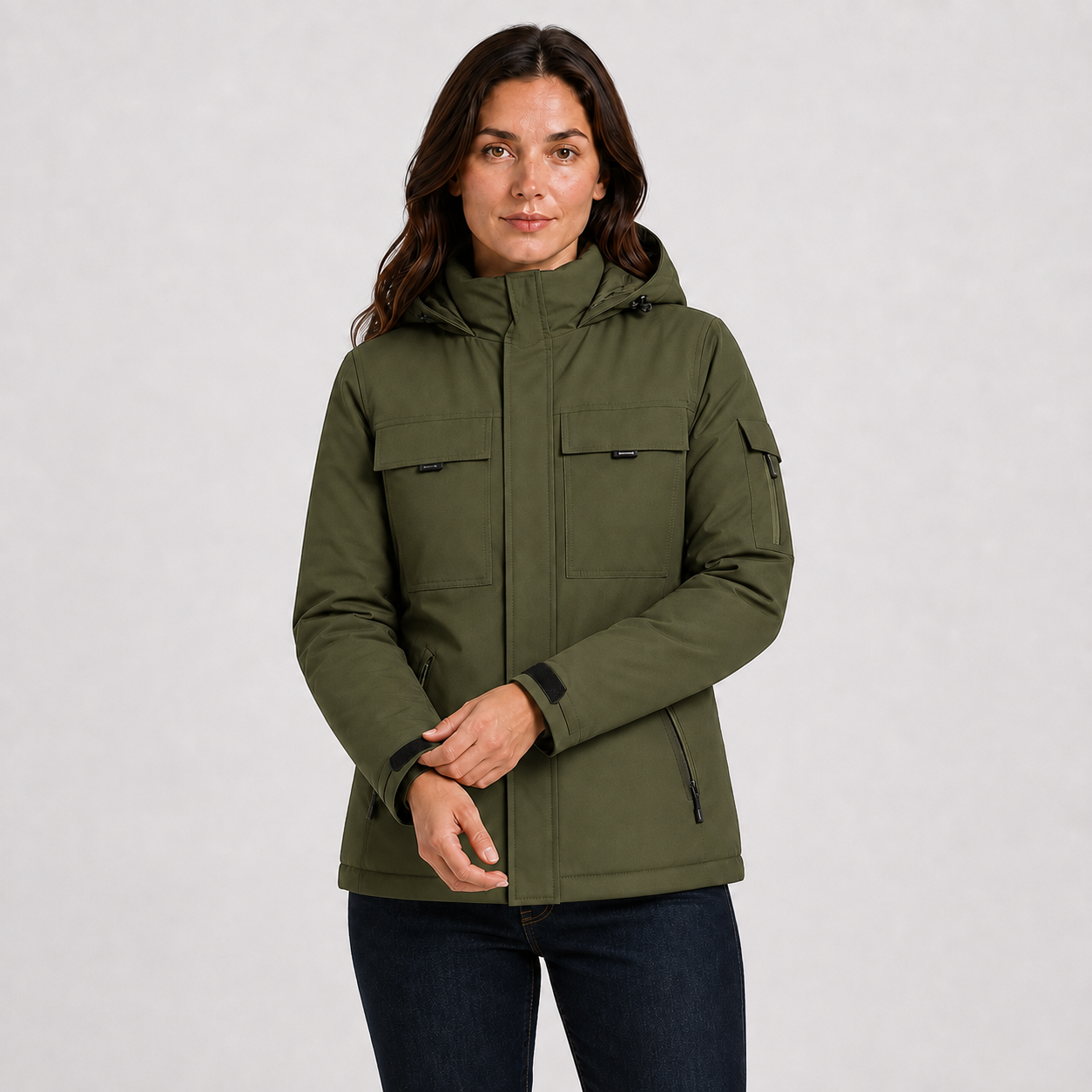 Women's 9-Zone Heated Winter Jacket with Detachable Hood