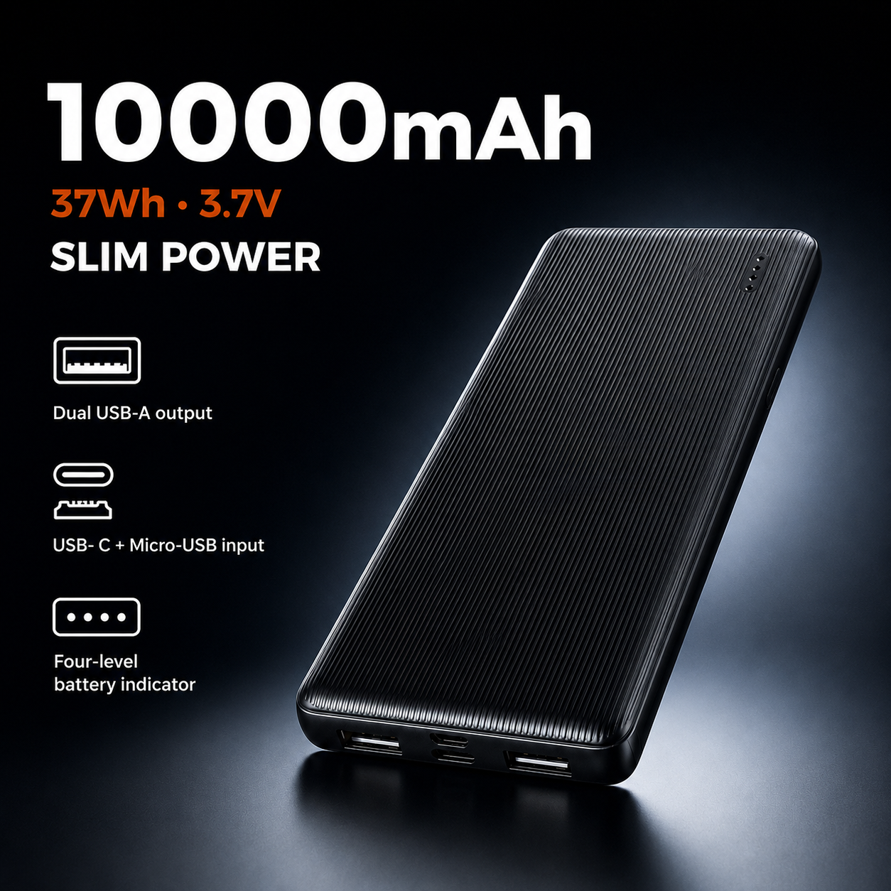 10000mAh Heated Apparel Power Bank – 37Wh Multi-Port Portable Battery