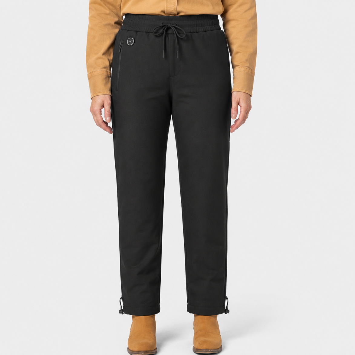 Women's Smart Heated Pants for Winter Comfort-Black