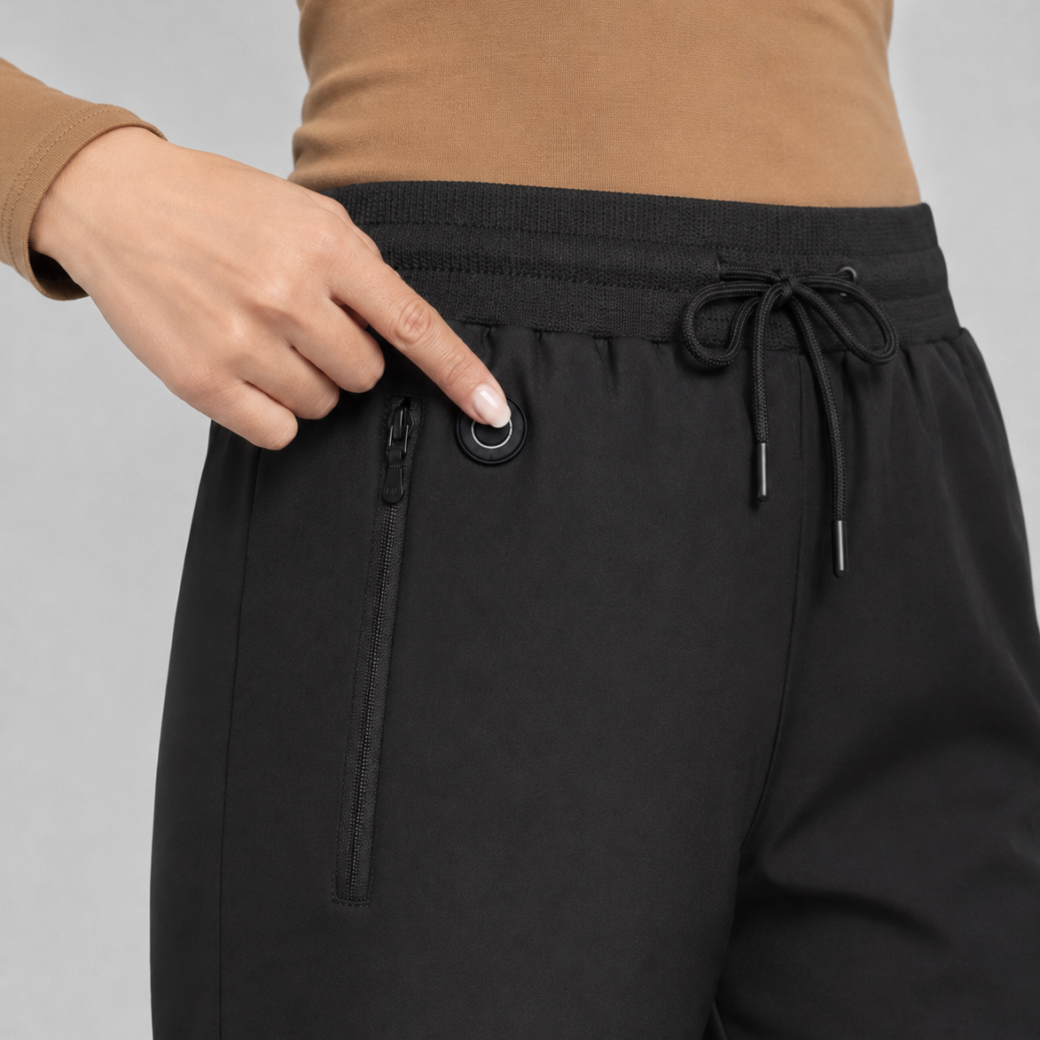 Women's Smart Heated Pants for Winter Comfort-Black