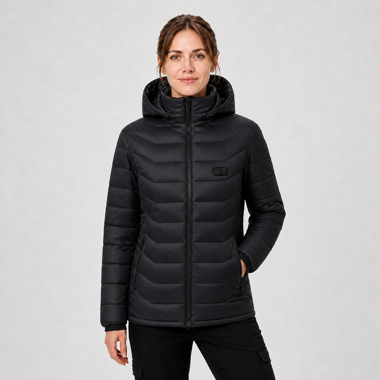 Women‘s Hooded Heated Jacket | All-Day Comfort for Extreme Cold, Black