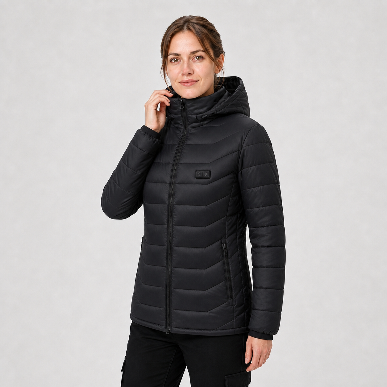 Women‘s Hooded Heated Jacket | All-Day Comfort for Extreme Cold, Black