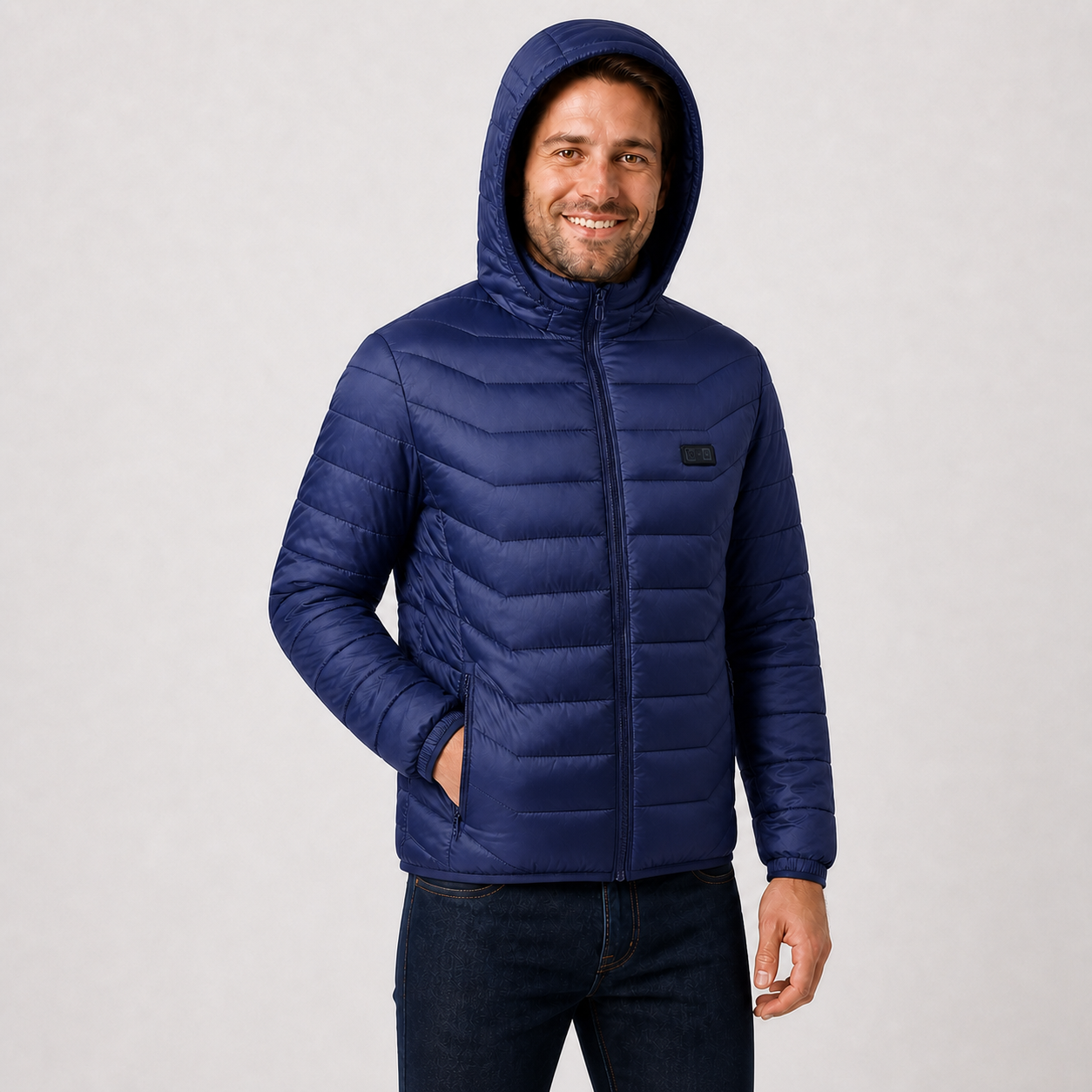 Men‘s Hooded Heated Jacket | All-Day Comfort for Extreme Cold, Blue