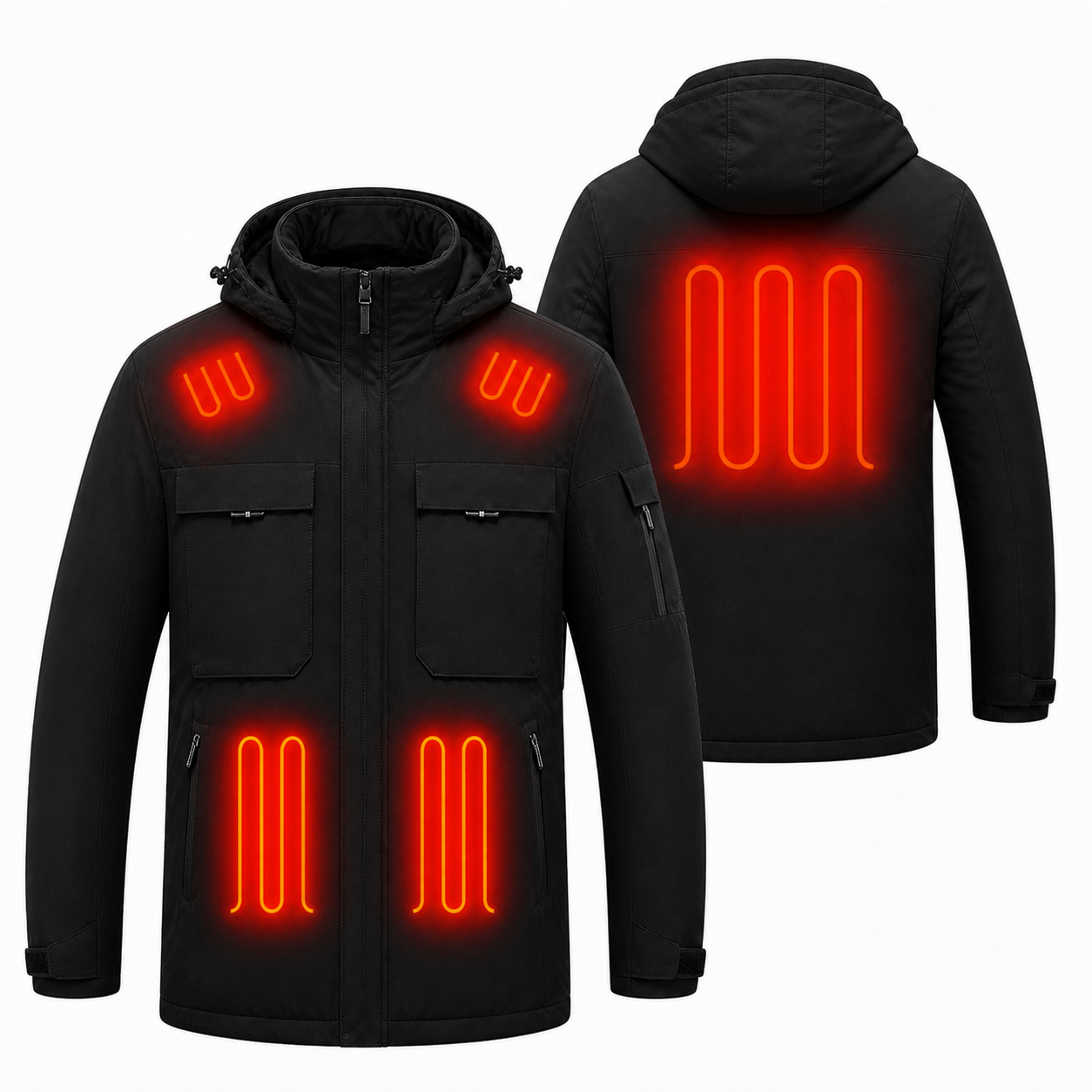 Men's 9-Zone Heated Winter Jacket with Detachable Hood