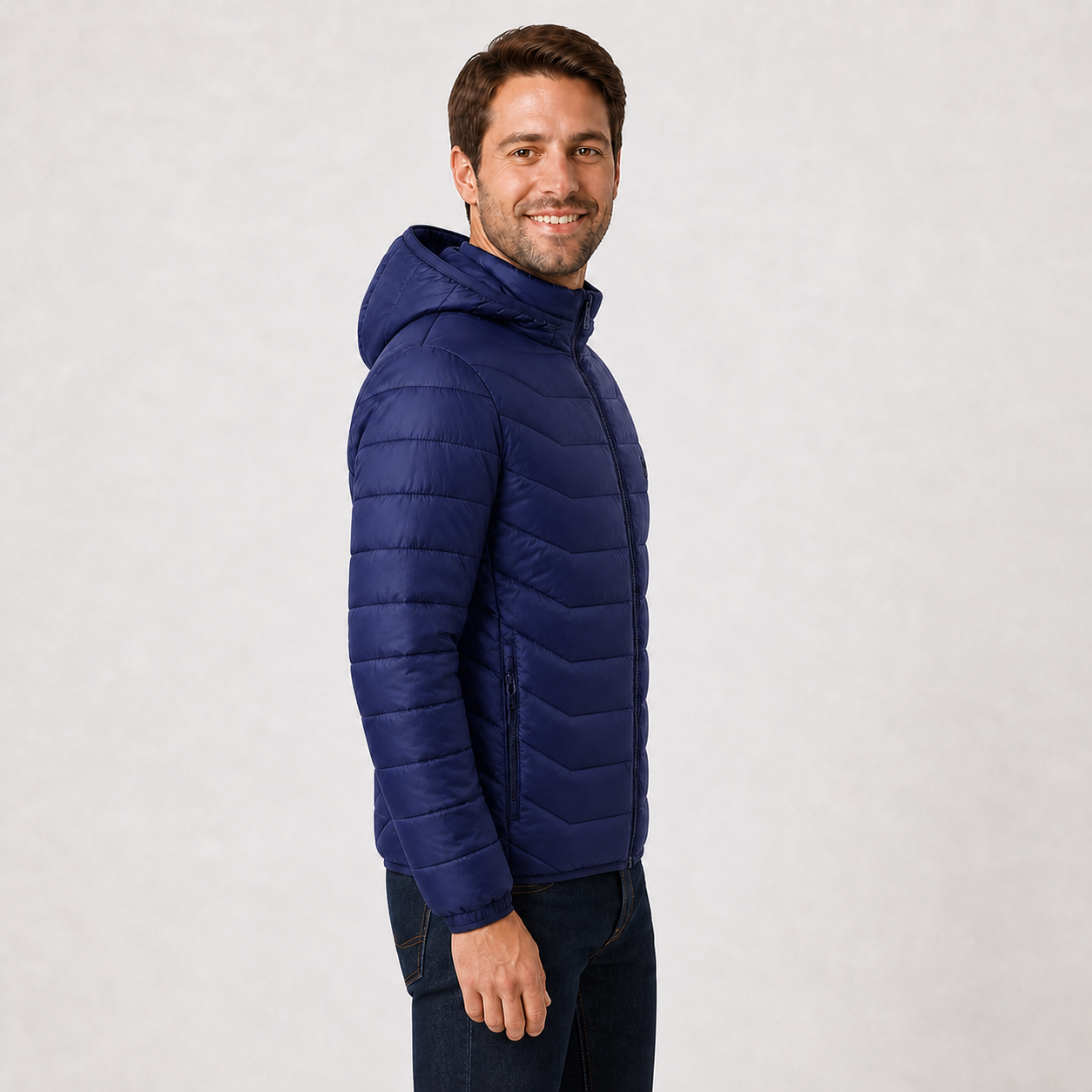 Men‘s Hooded Heated Jacket | All-Day Comfort for Extreme Cold, Blue