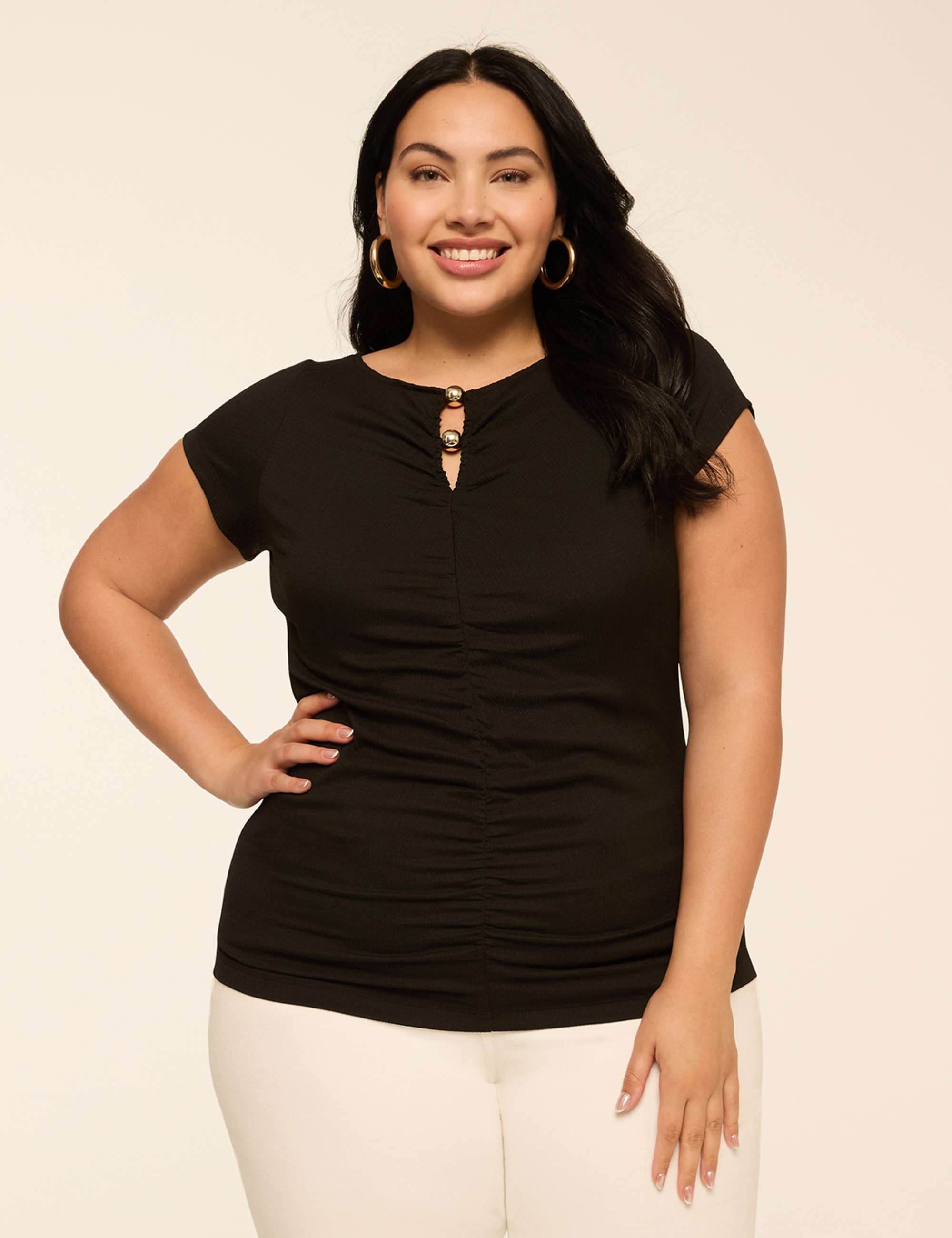 Beaded Keyhole Boatneck Top