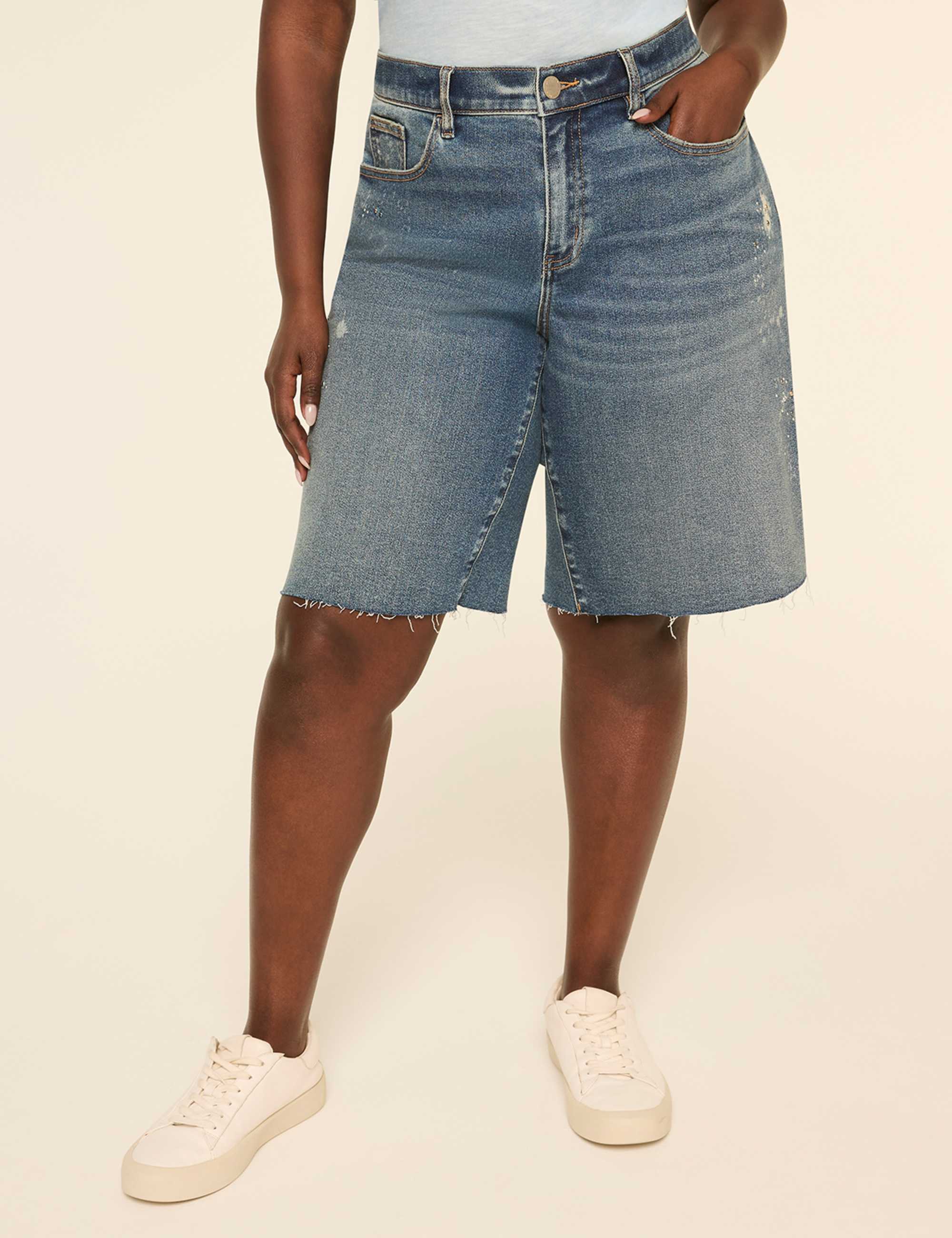Studded Embellished Relaxed 10" Bermuda Short