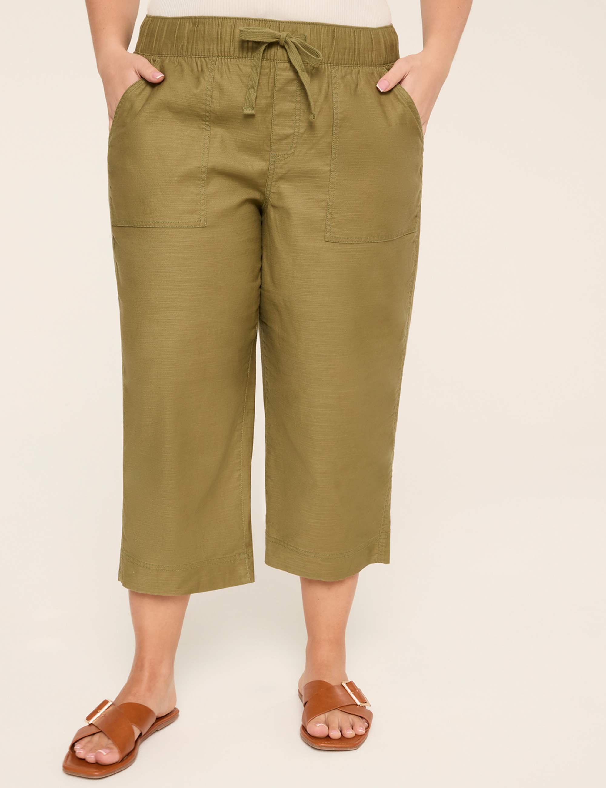 Slub Pull-On Capri Pant