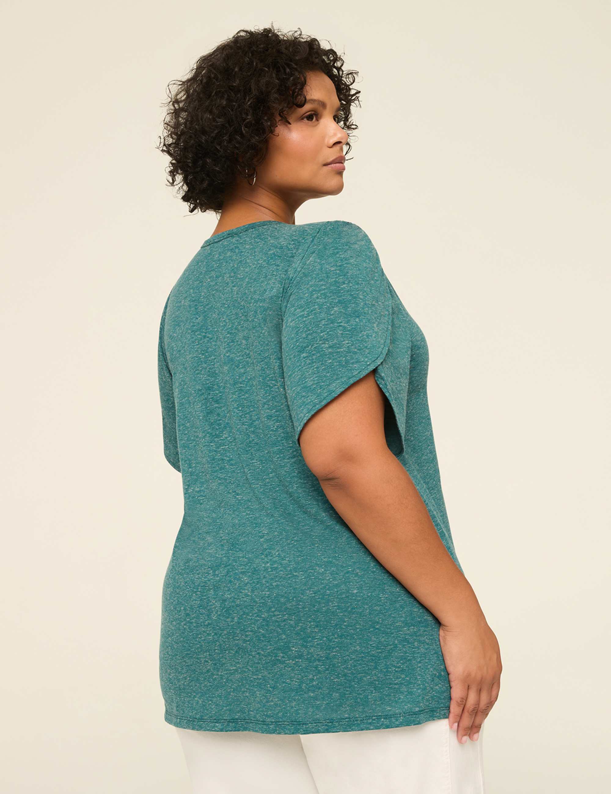 Knit Linen Tulip-Sleeve Top