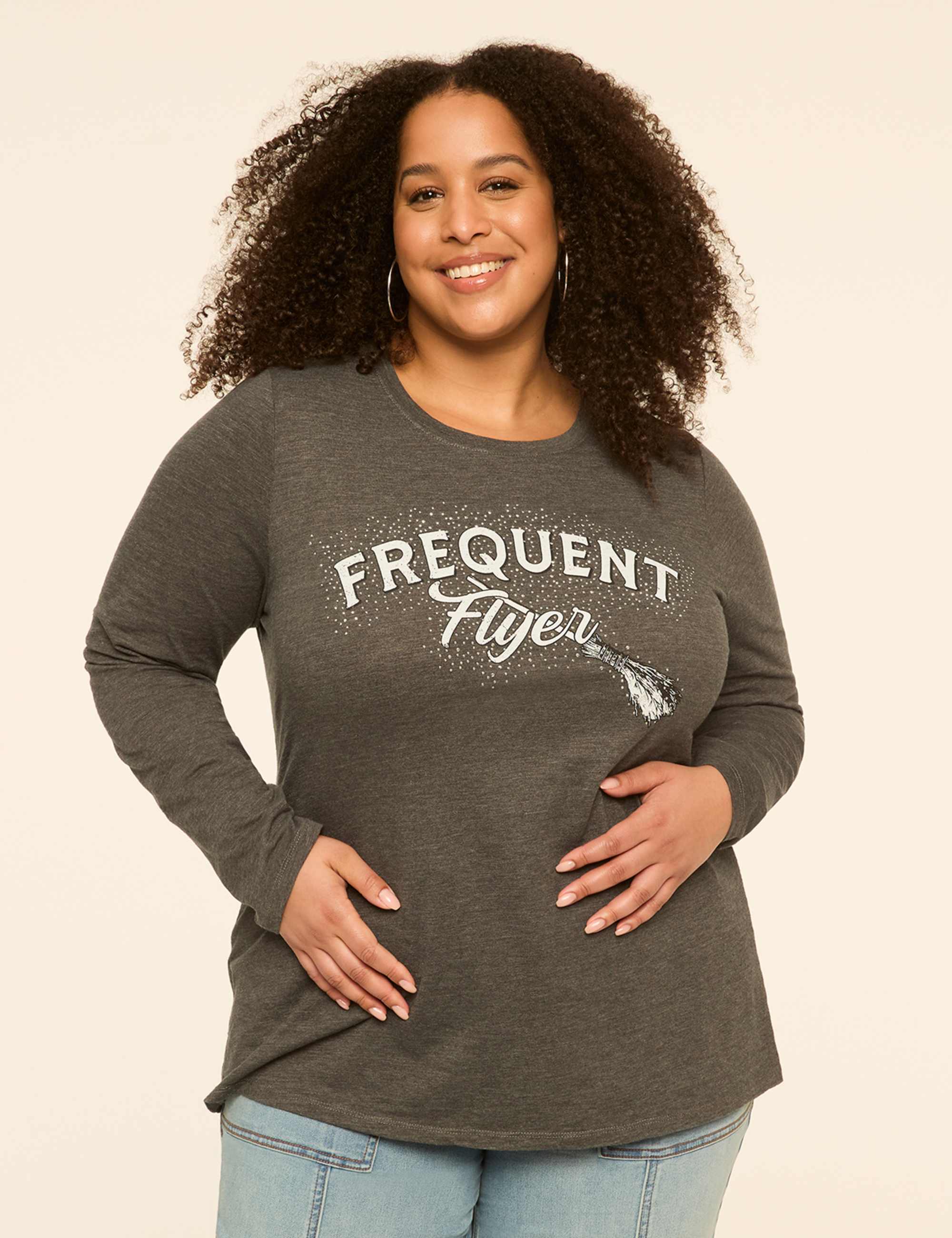 Rhinestone Frequent Flyer Long-Sleeve Graphic Tee