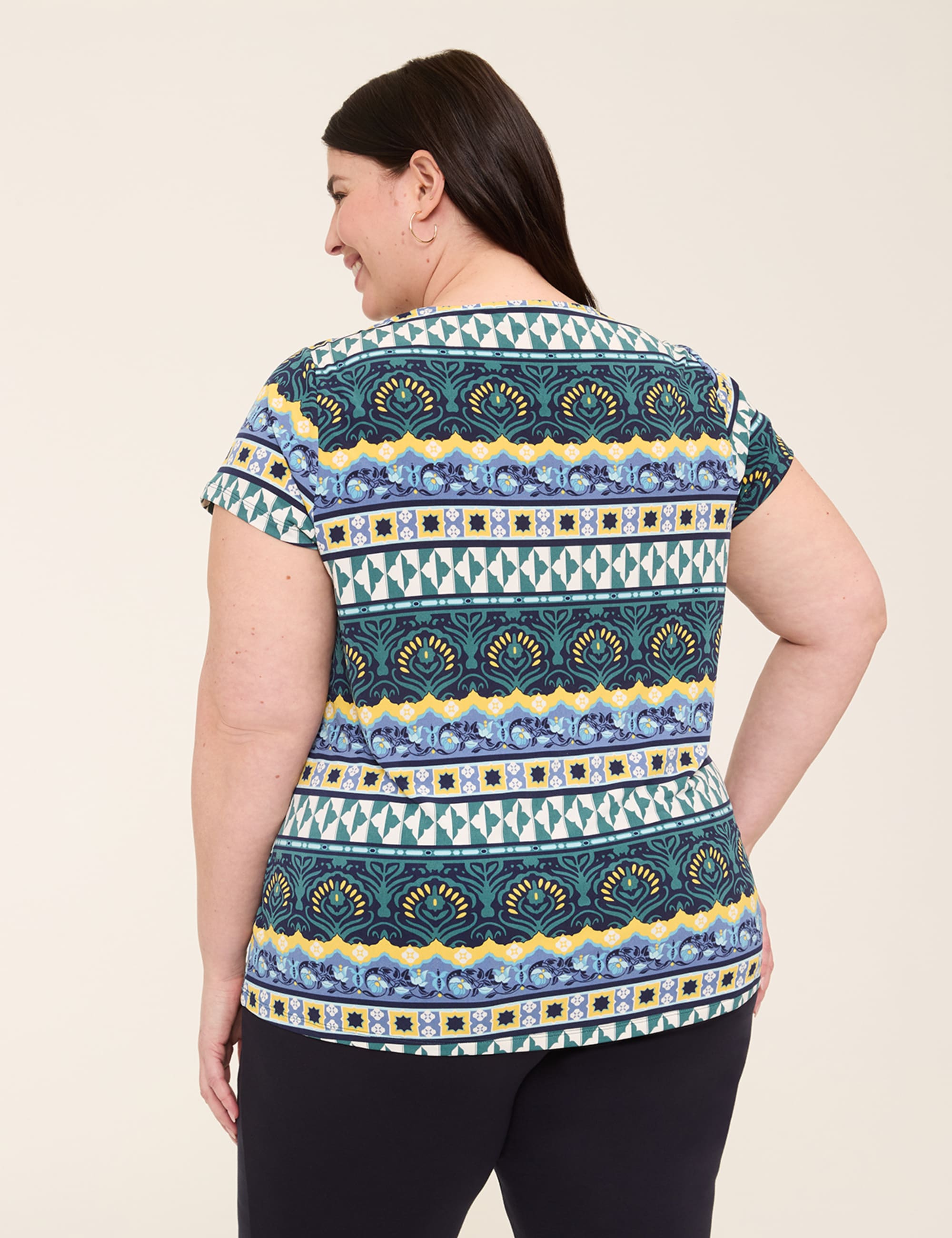Cap-Sleeve Pleat-Front Top