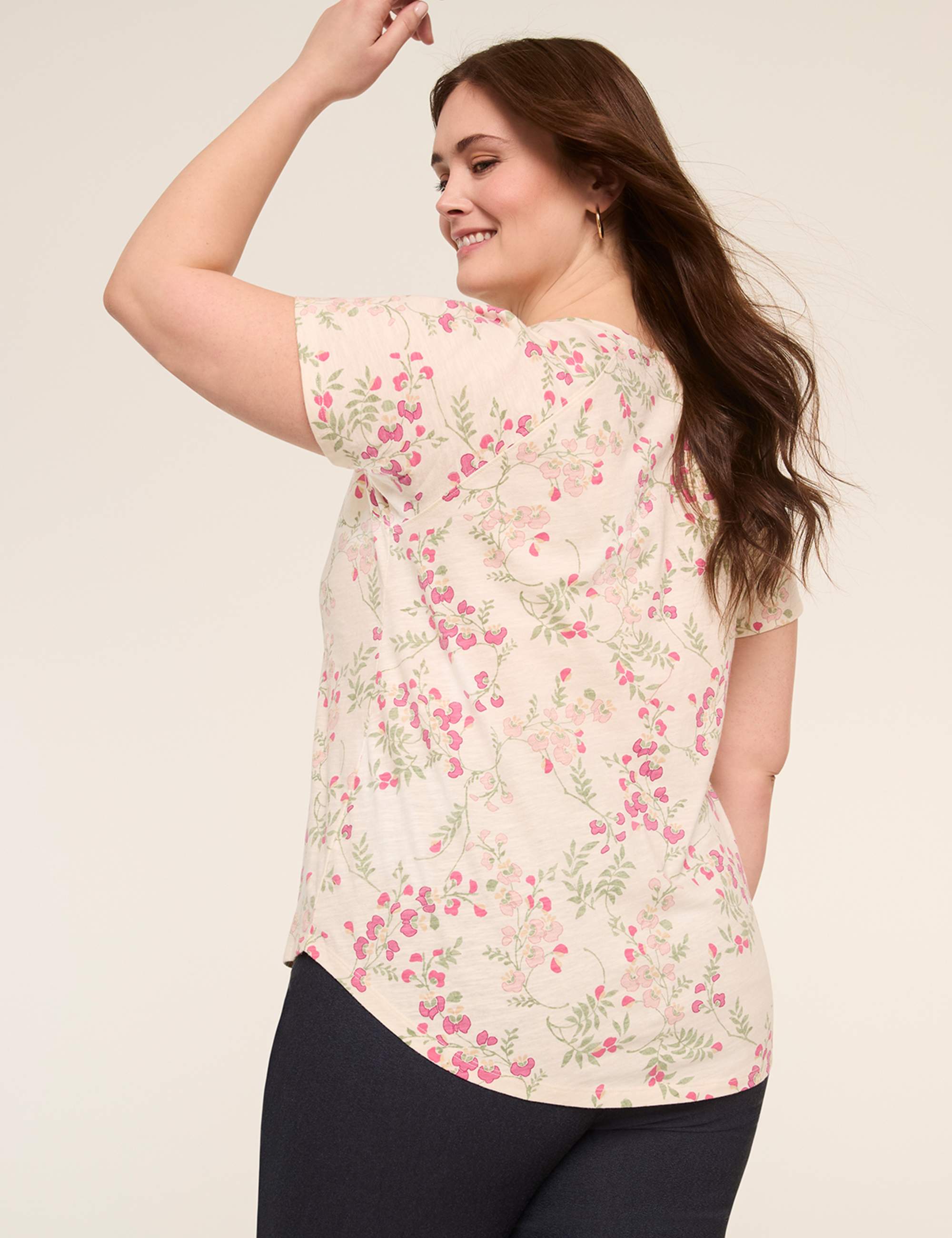 Short-Sleeve Notch-Neck Top