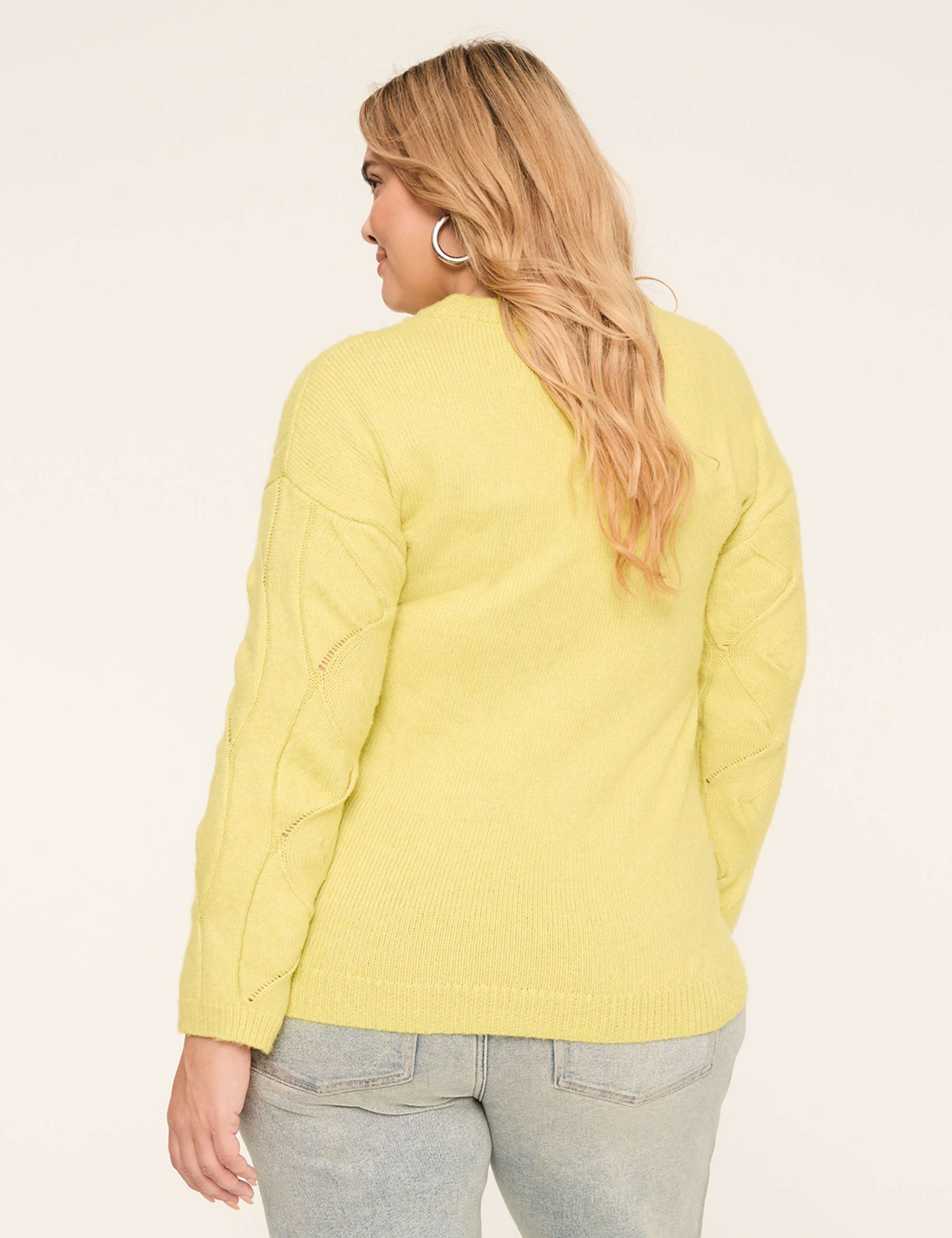 Relaxed Pointelle-Stitch Pullover Sweater