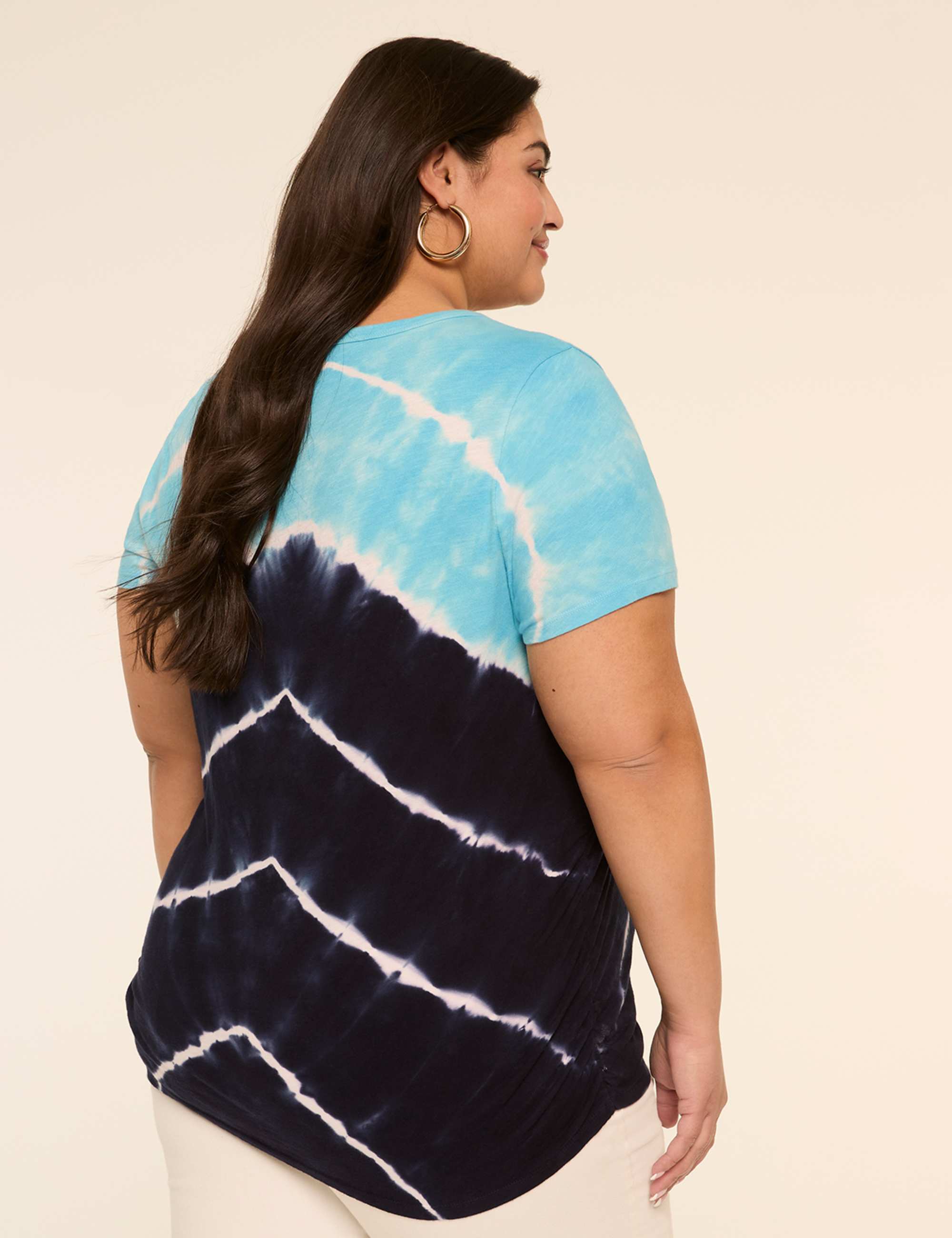 Short-Sleeve V-Neck Side-Ruched Tee