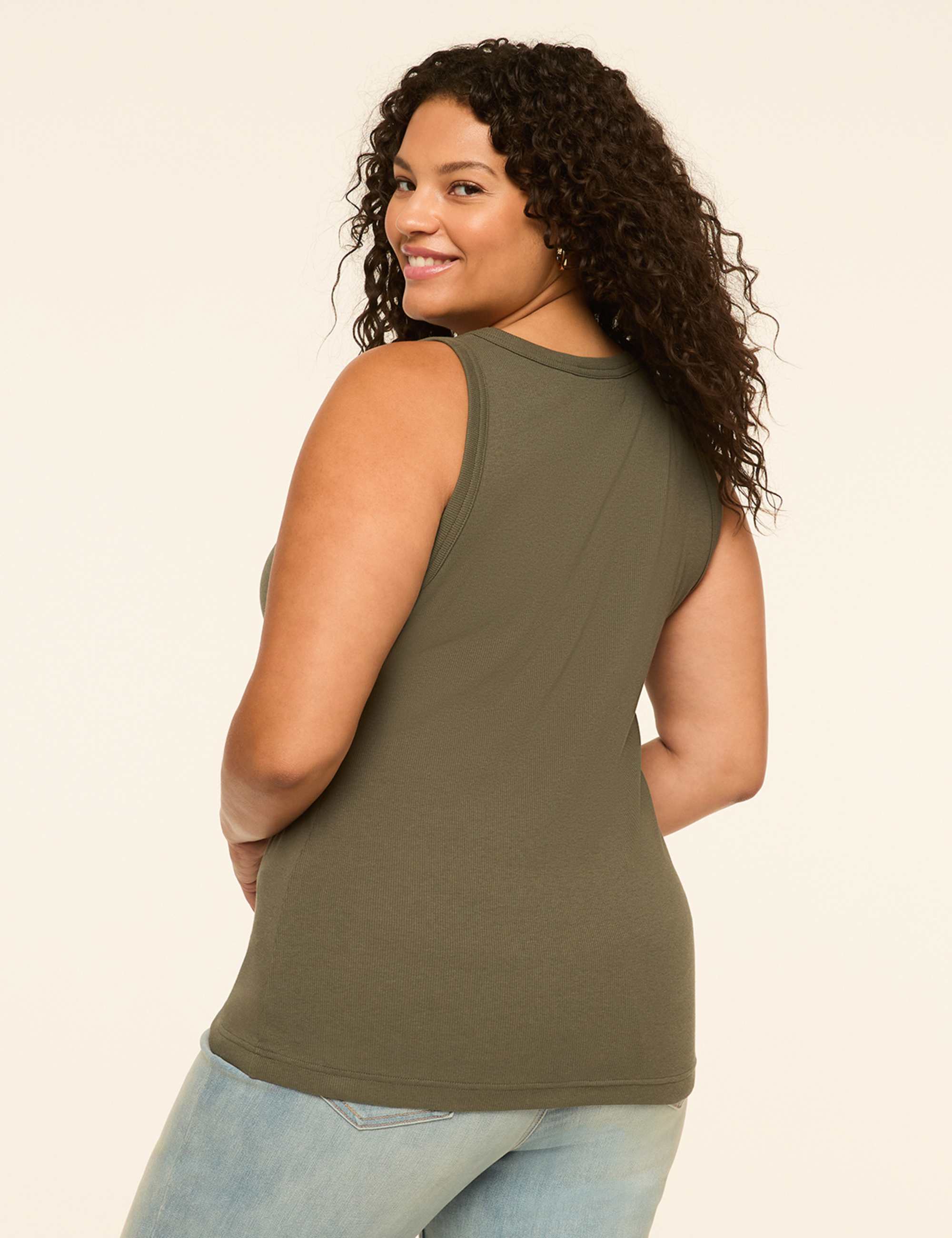 Deep V-Neck Rib Layering Tank