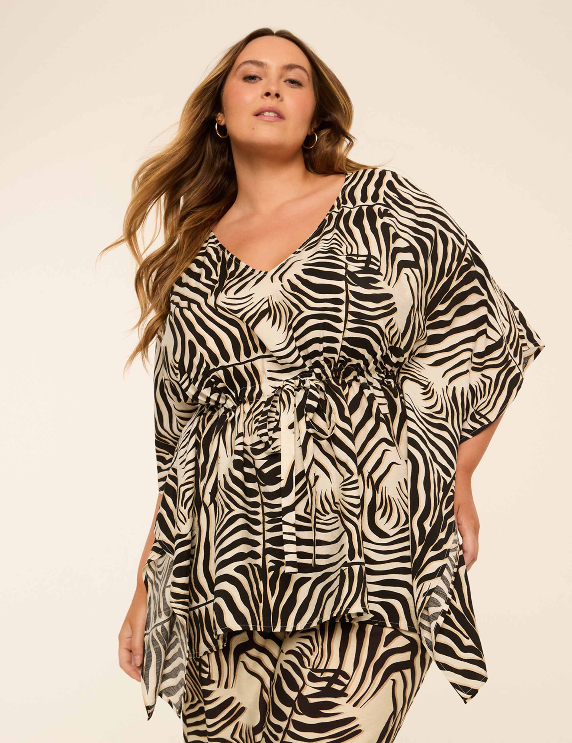 Tie-Waist Kimono Popover Top