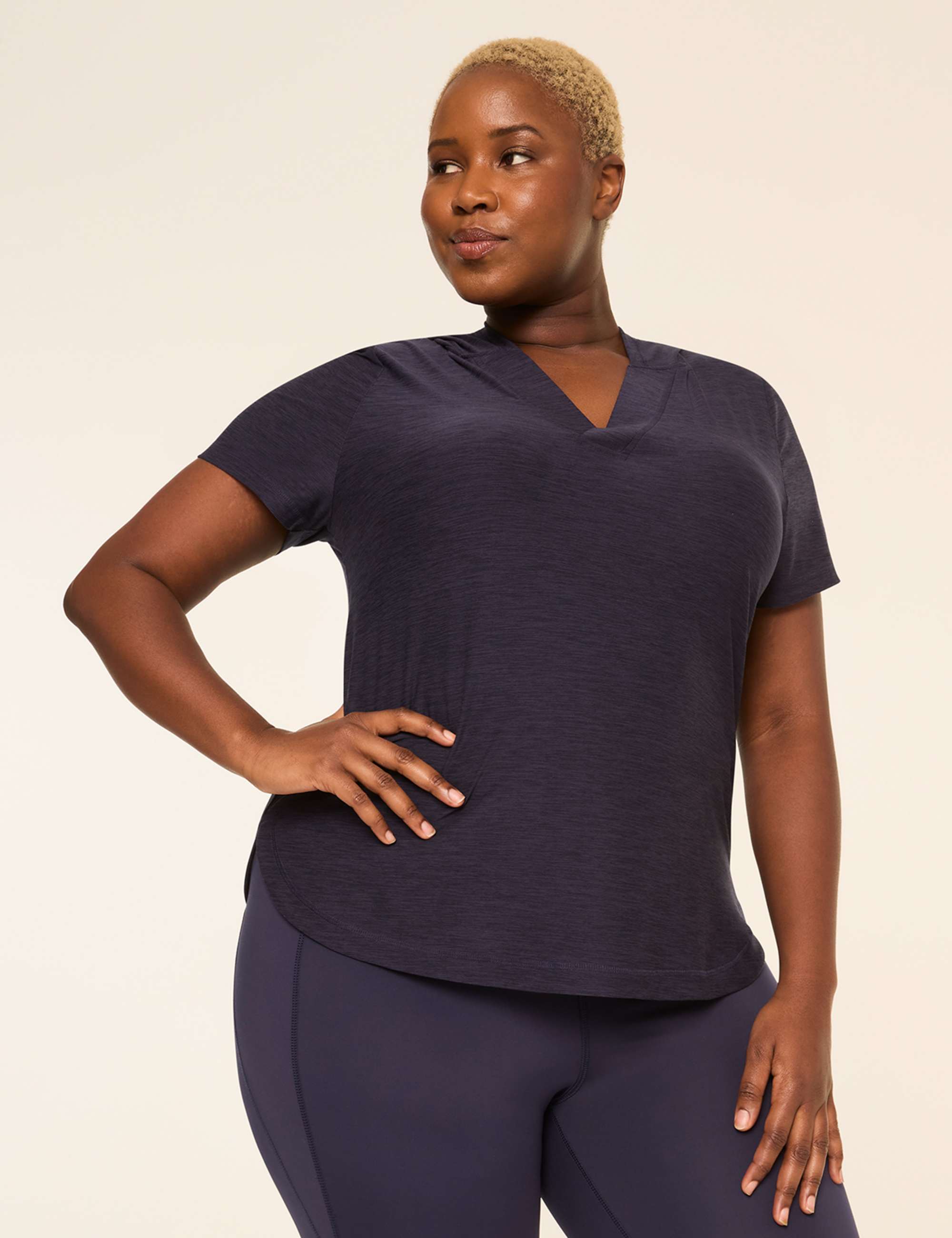 LIVI Soft Short-Sleeve V-Neck Hoodie