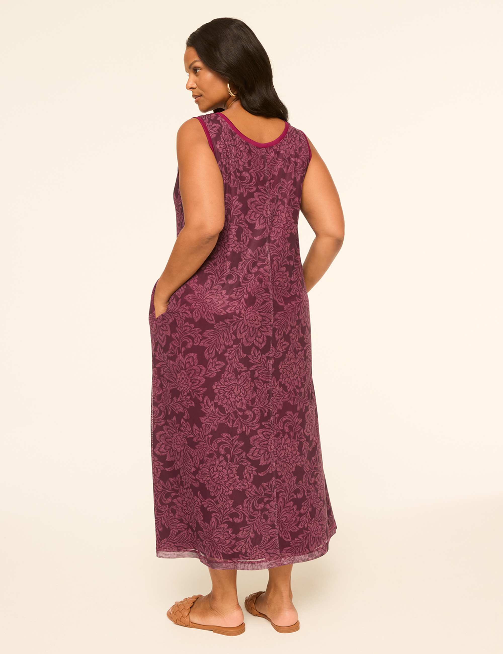 Sleeveless Double-Layer Mesh Midi Dress