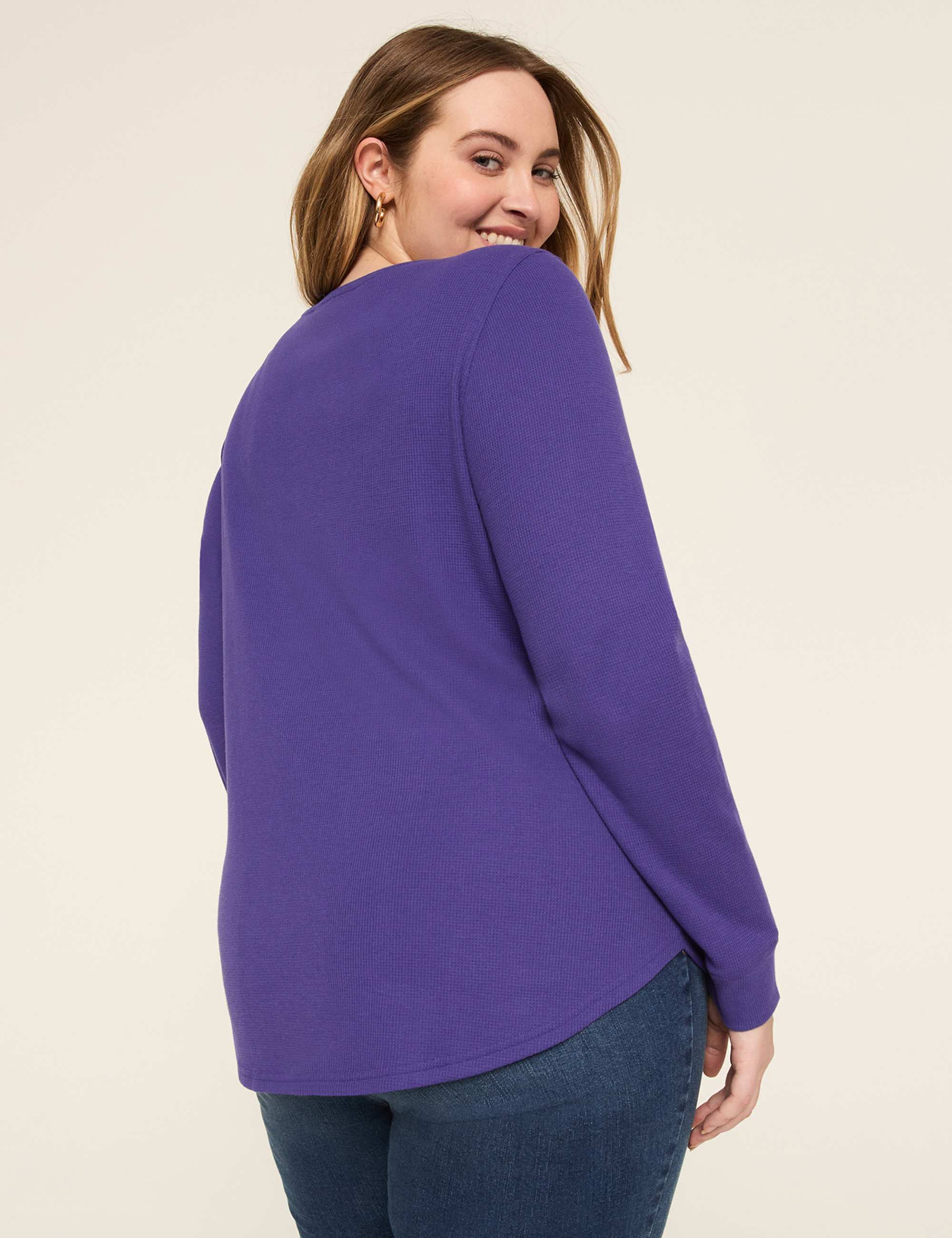 Waffle Knit Curved-Hem Tee