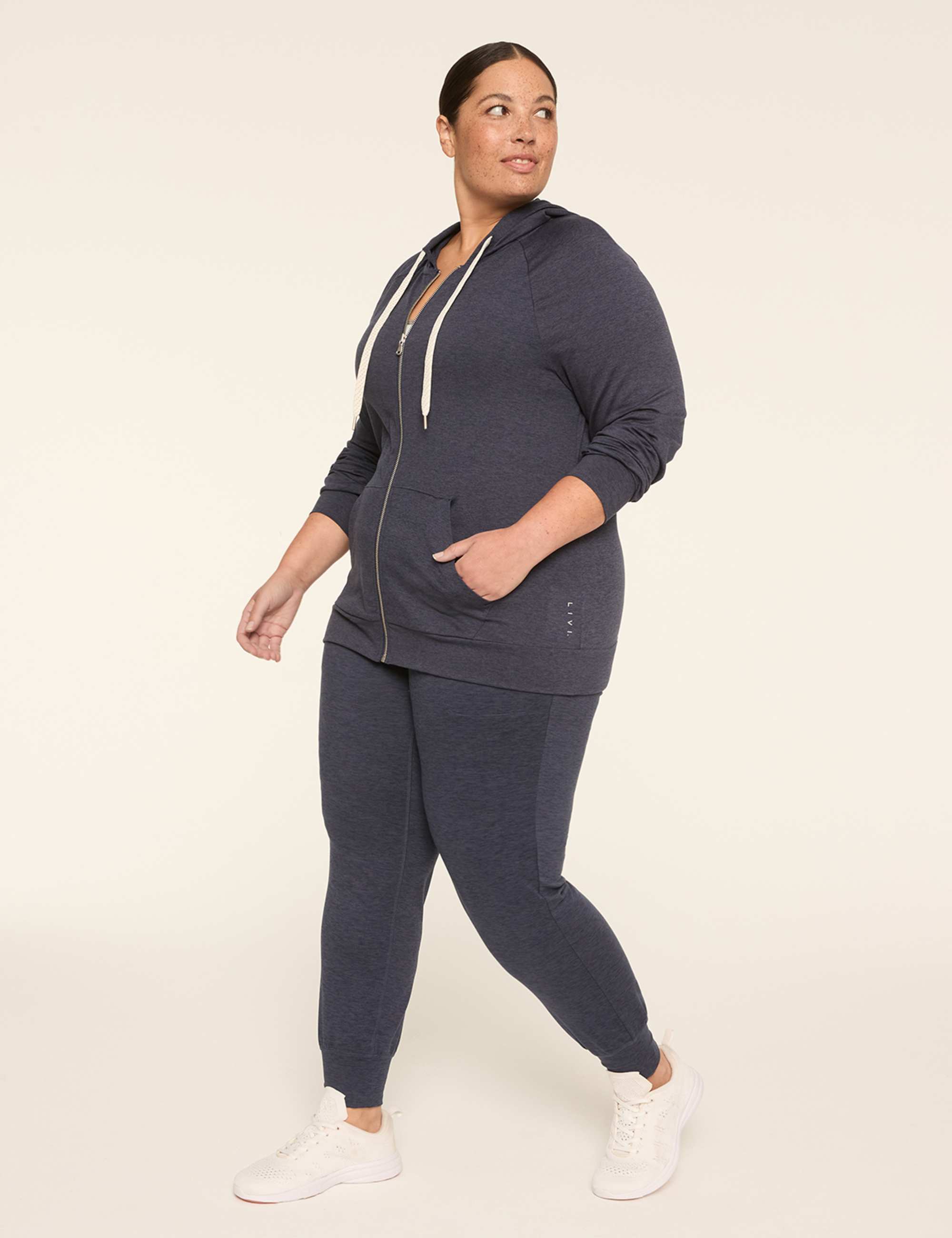 LIVI Soft Marled Zip-Front Hoodie