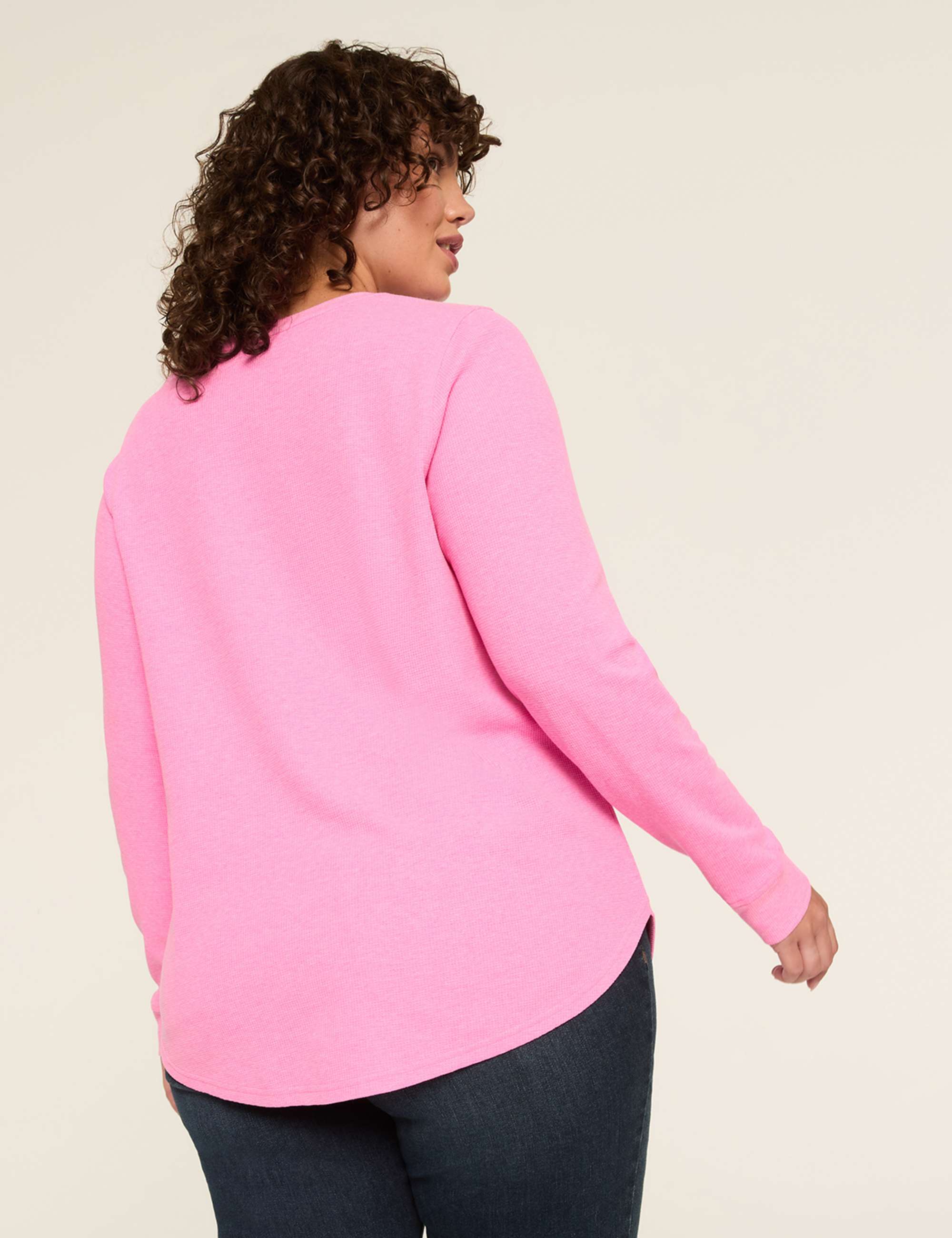 Waffle Knit Curved-Hem Tee