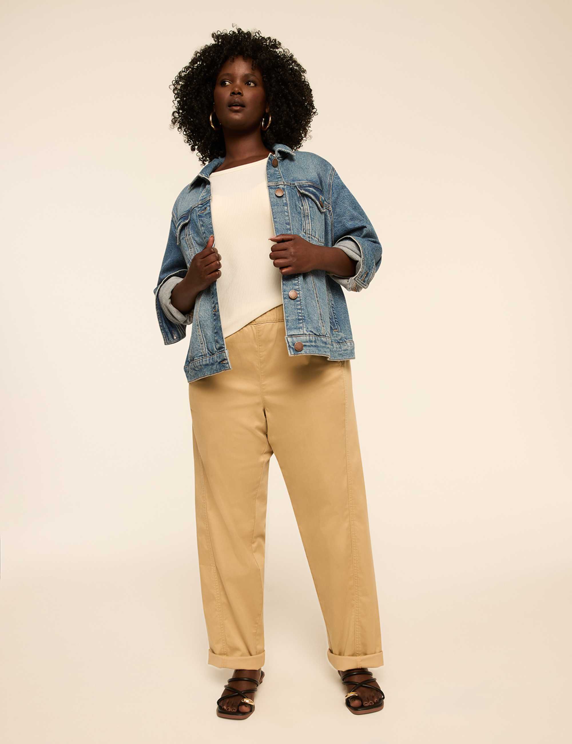 Pull-On Sateen Chino Ankle Pant