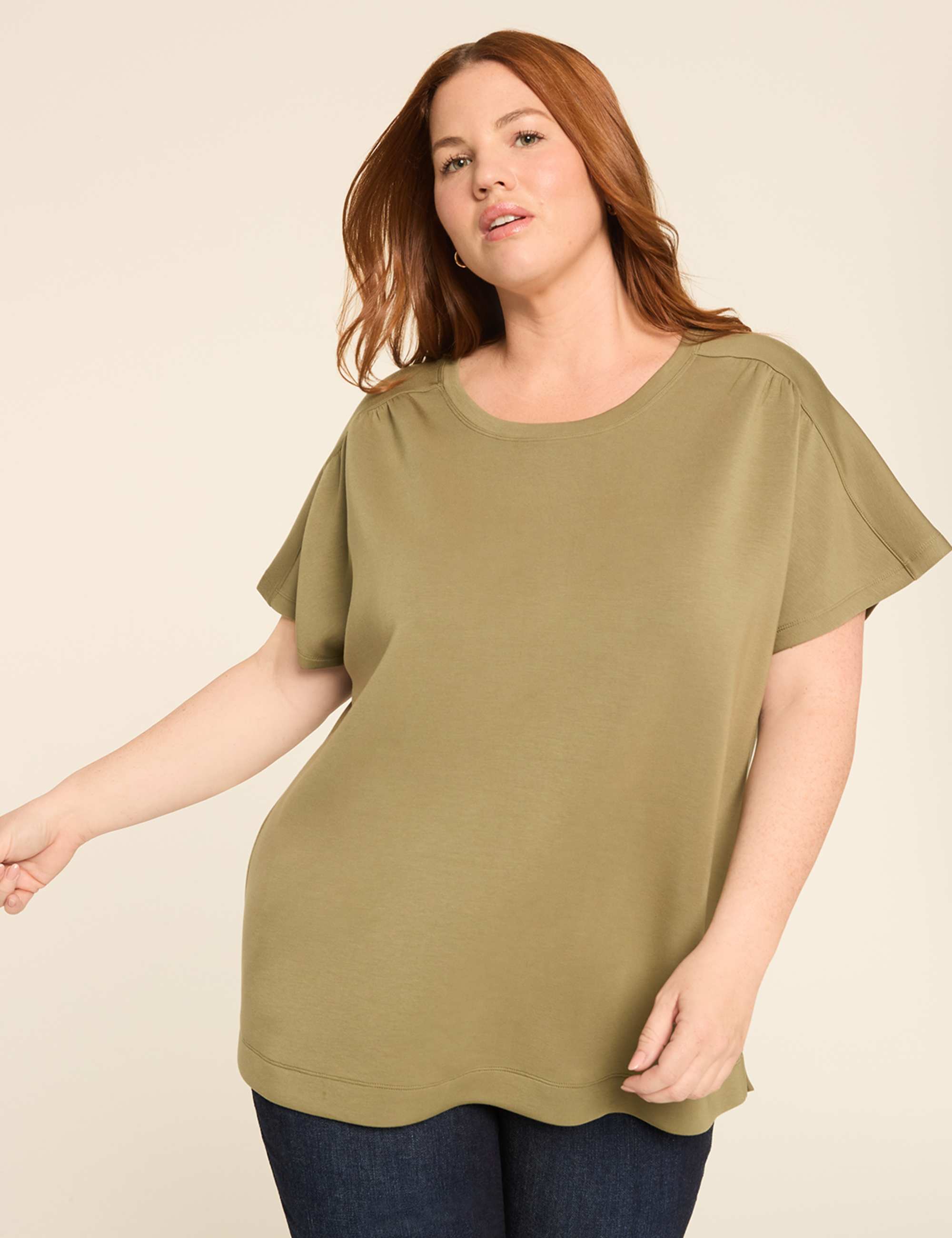 Journey Dolman-Sleeve Shirred-Shoulder Top