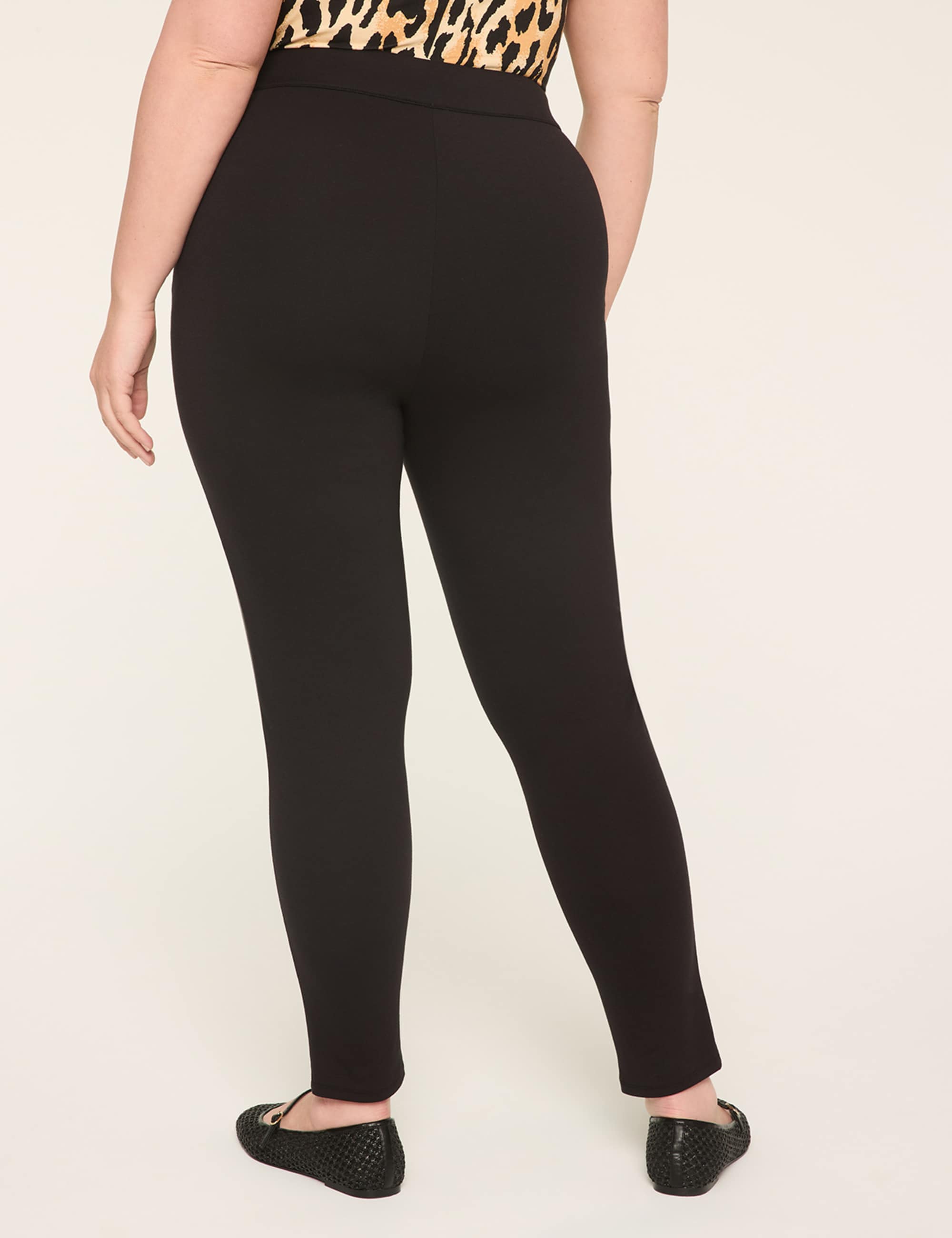 Faux-Leather & Ponte Pull-On High-Rise Legging