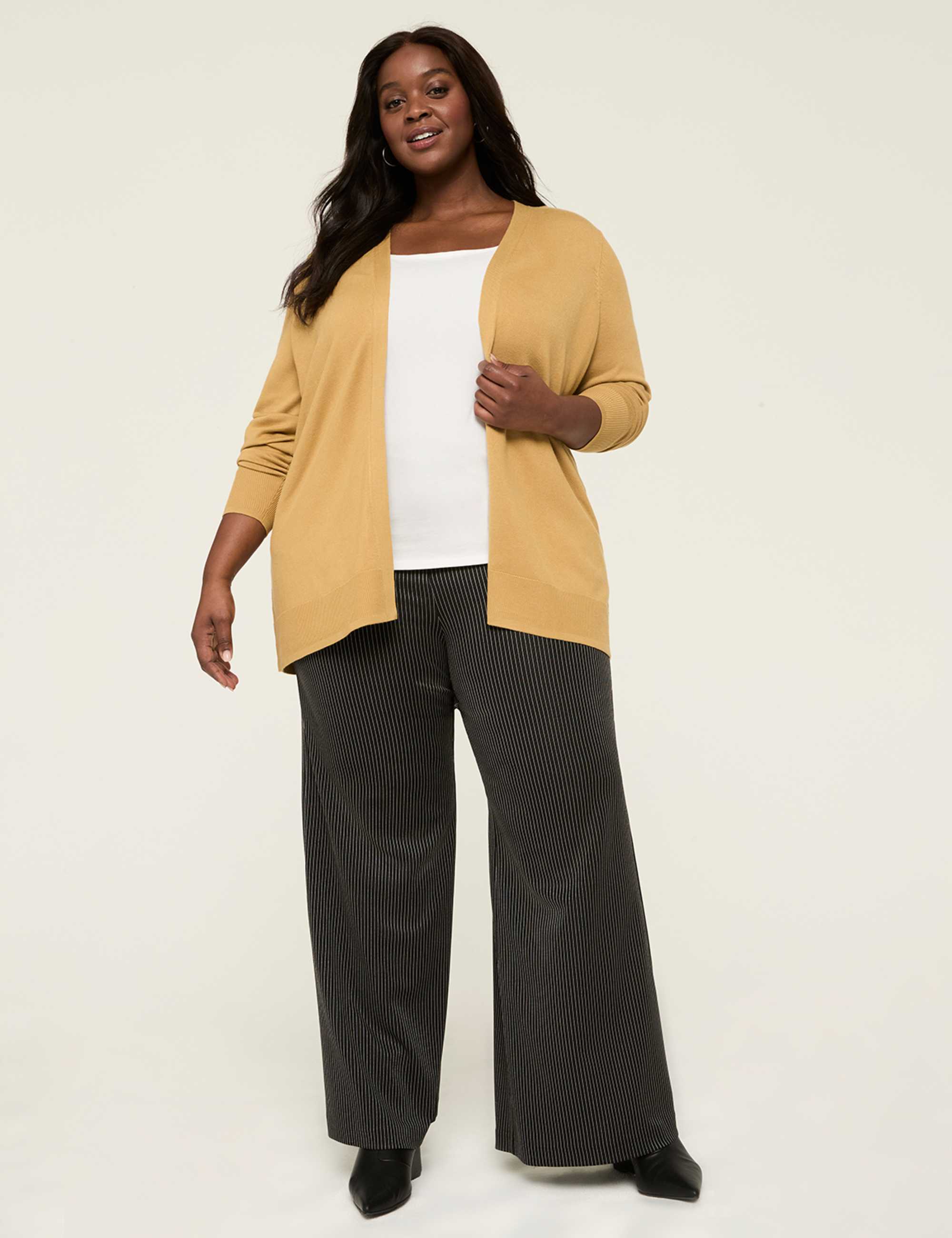 Modern Long-Sleeve Open-Front Cardigan