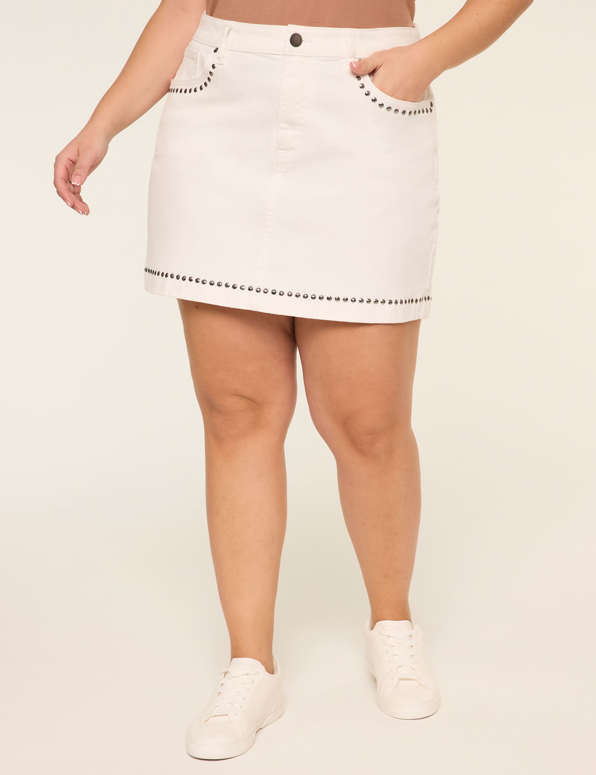 Studded Denim Mini Skirt
