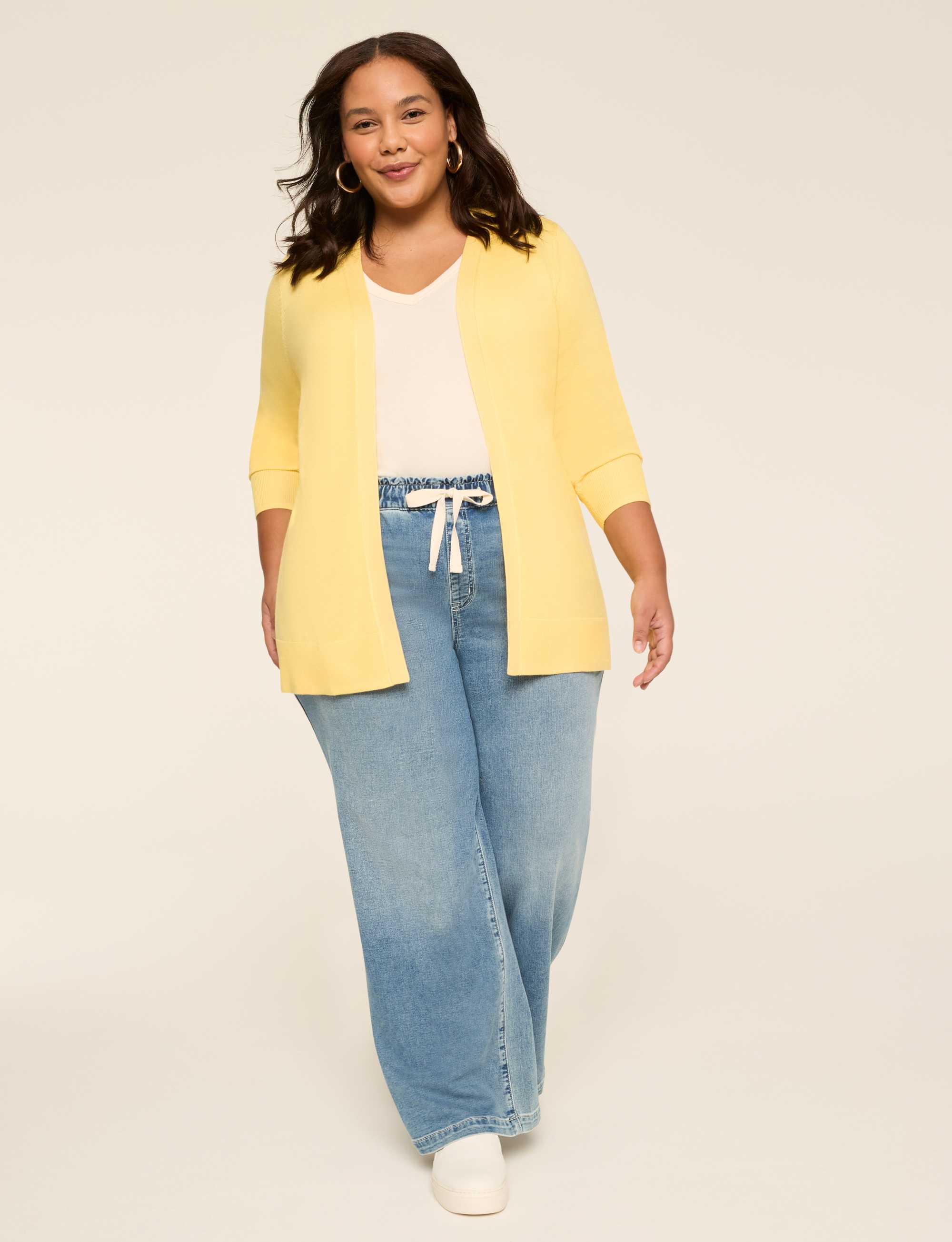 Modern Long-Sleeve Open-Front Cardigan