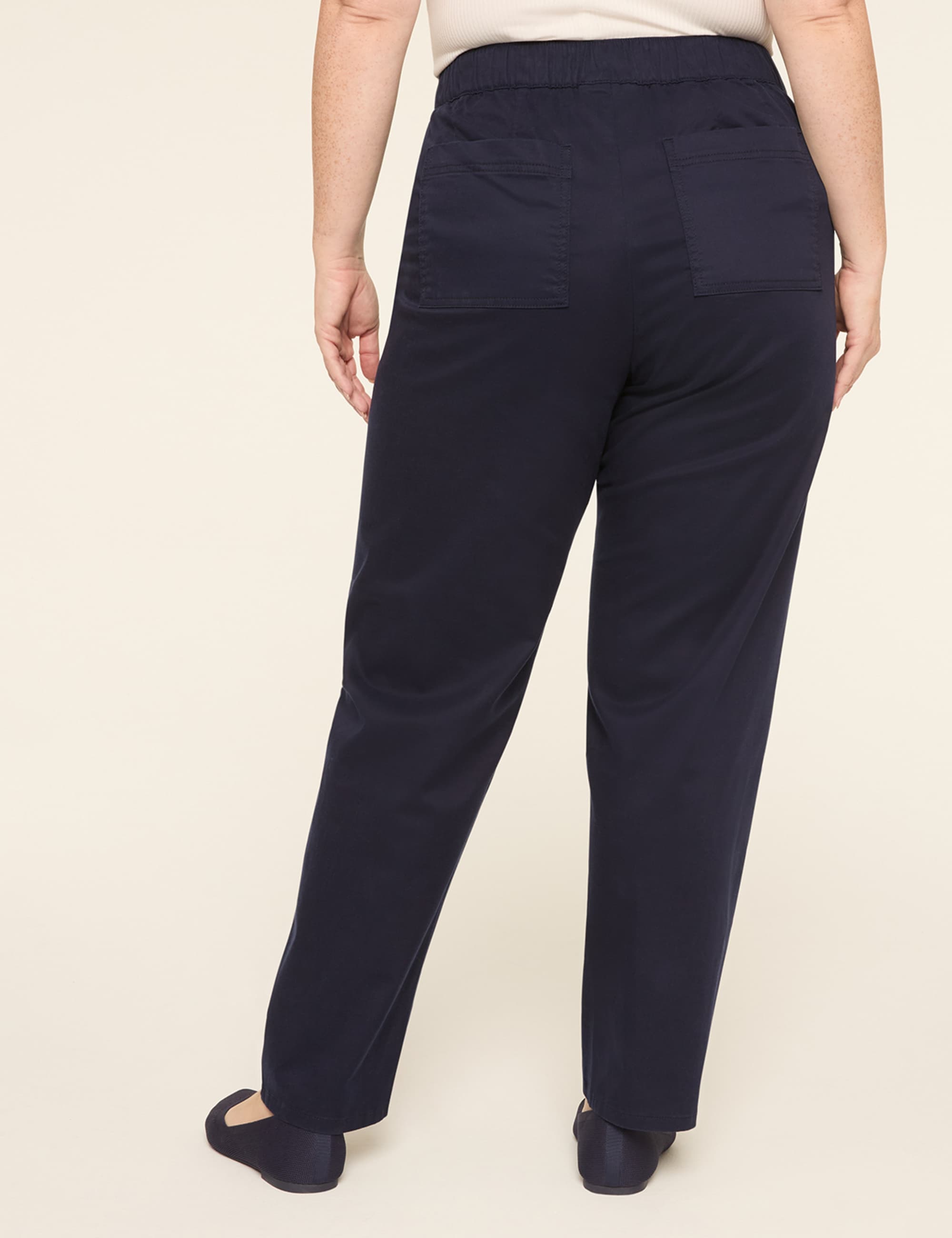 Pull-On Sateen Chino Ankle Pant