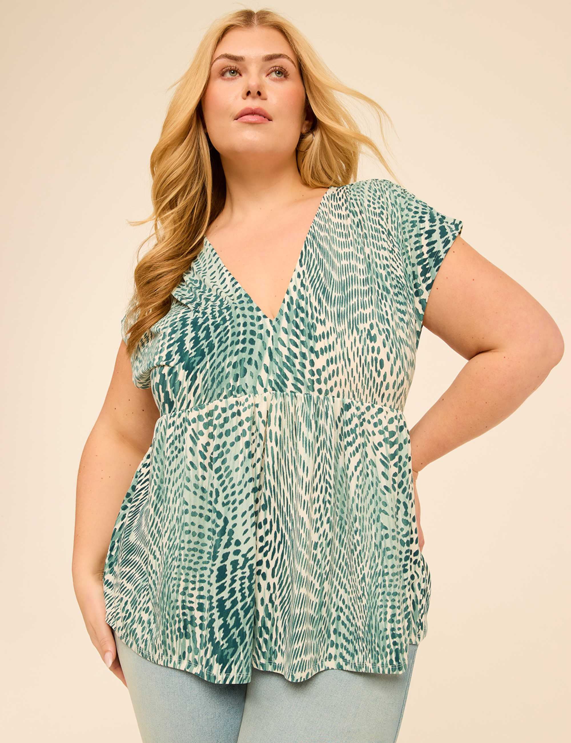 Cap-Sleeve Babydoll Top