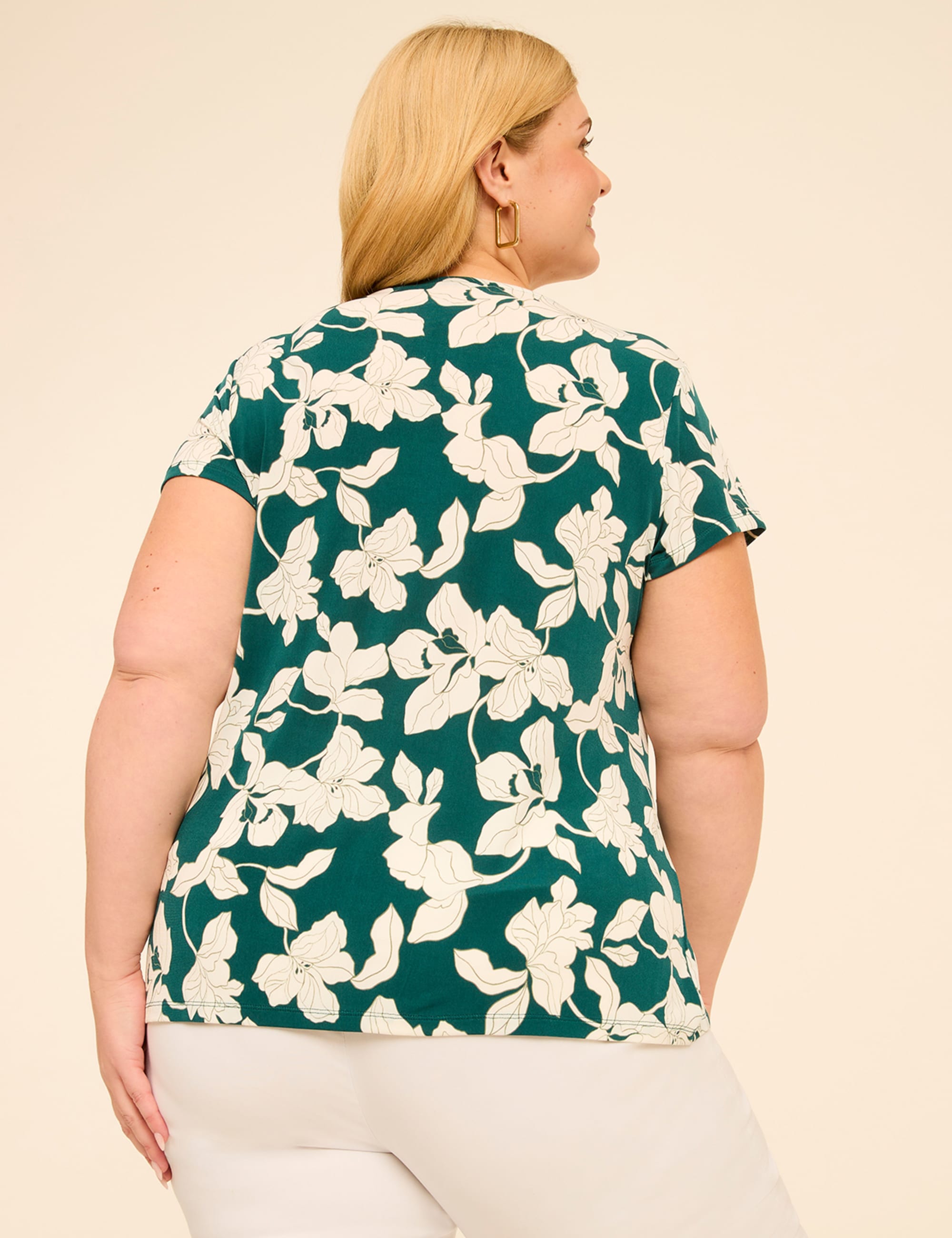 Swing Cap-Sleeve Pleat-Front Top