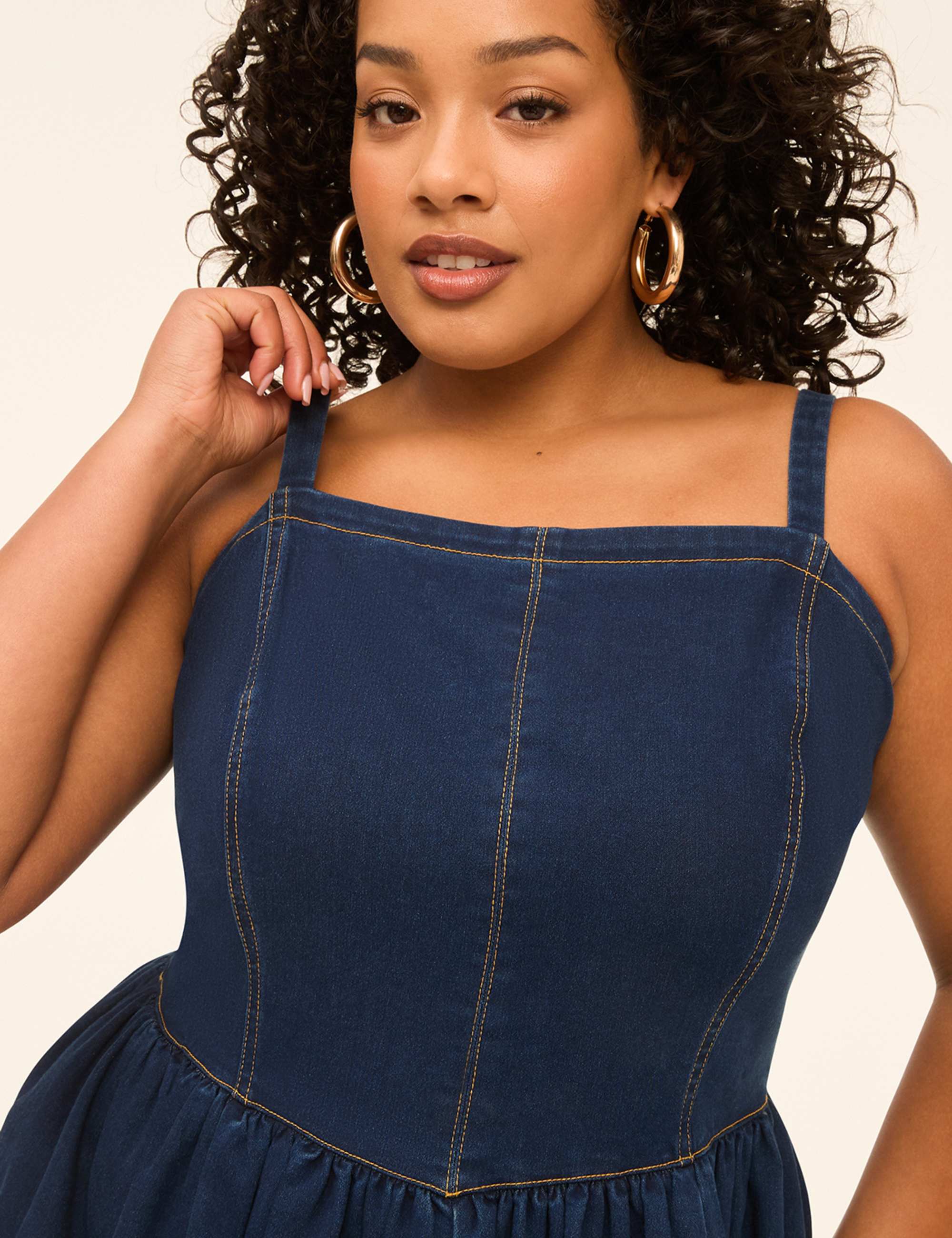 Knit Denim Midi Dress