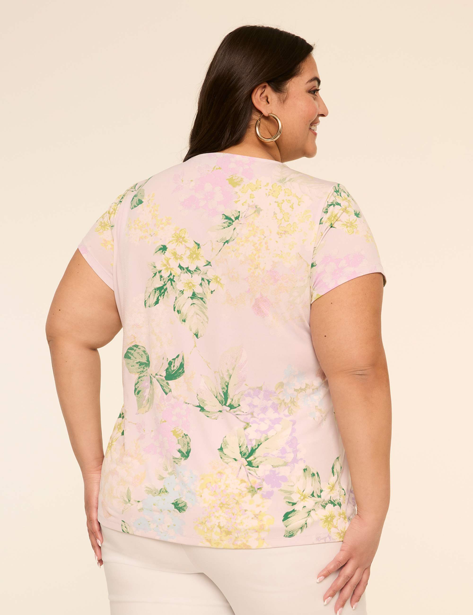 Swing Cap-Sleeve Pleat-Front Top