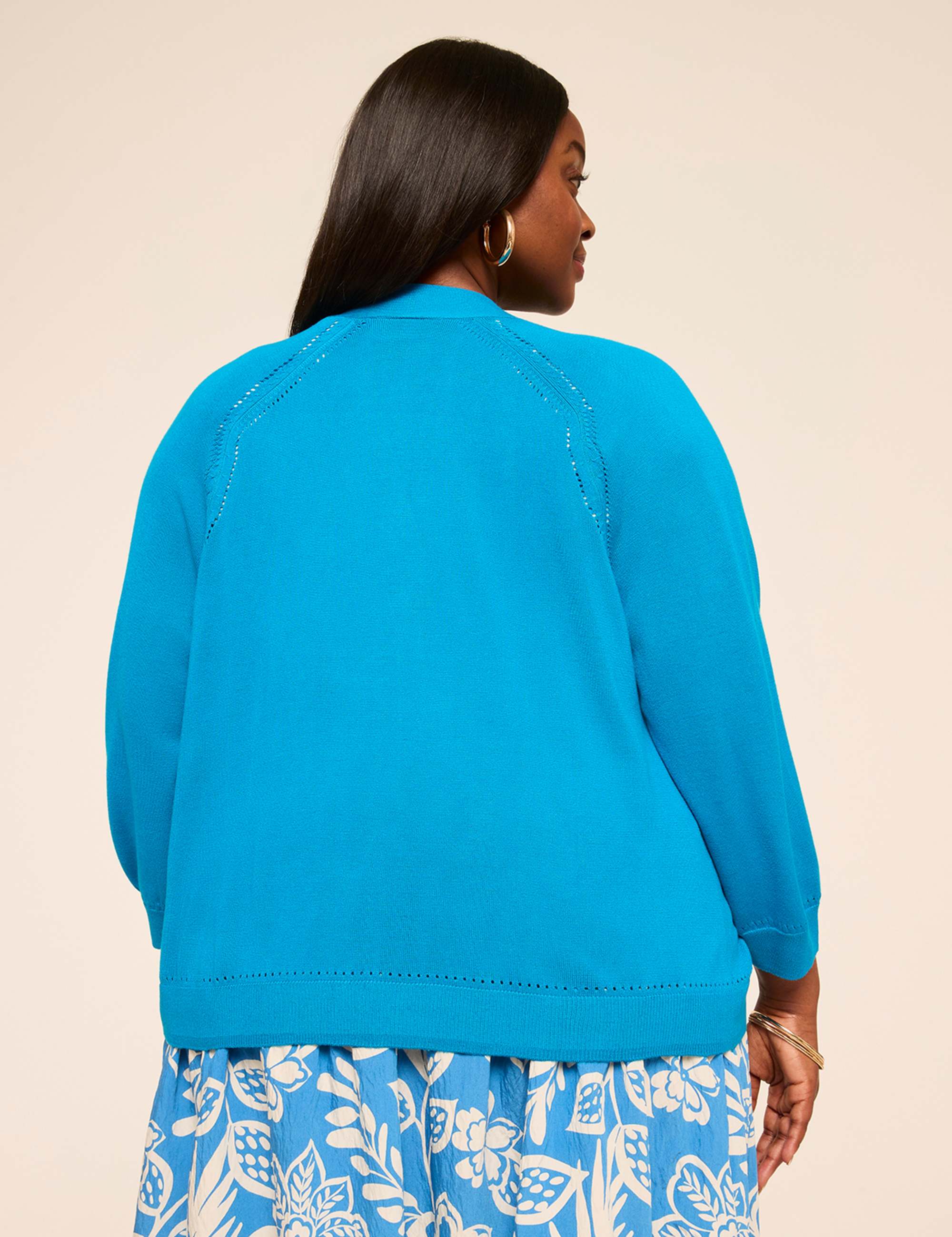 3/4-Sleeve Open-Front Shrug