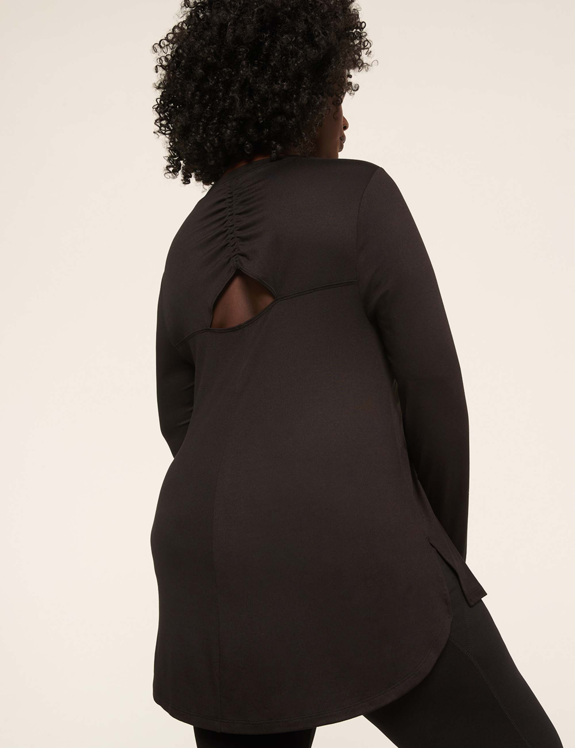 LIVI Soft Ruched Cutout-Back Top