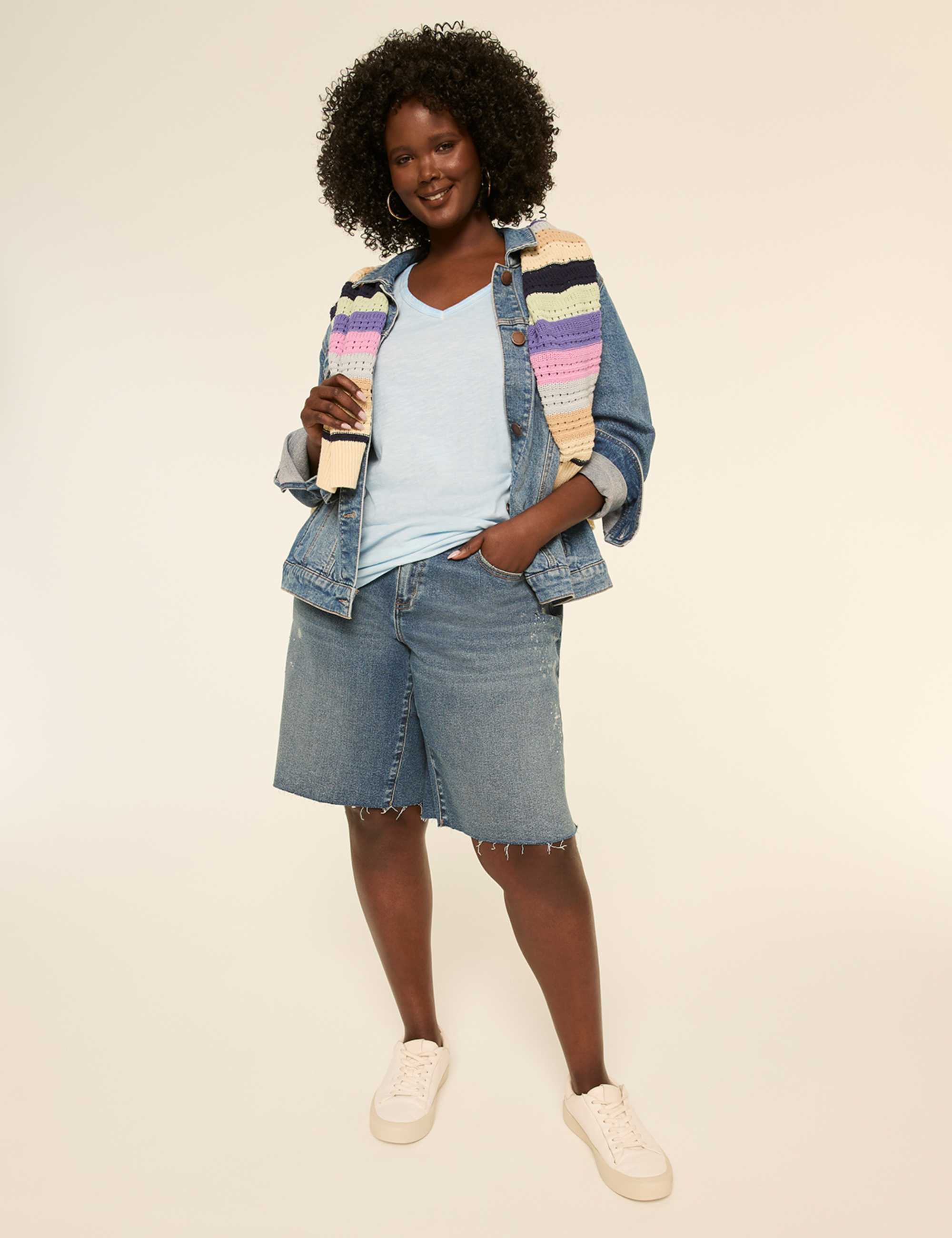 Studded Embellished Relaxed 10" Bermuda Short