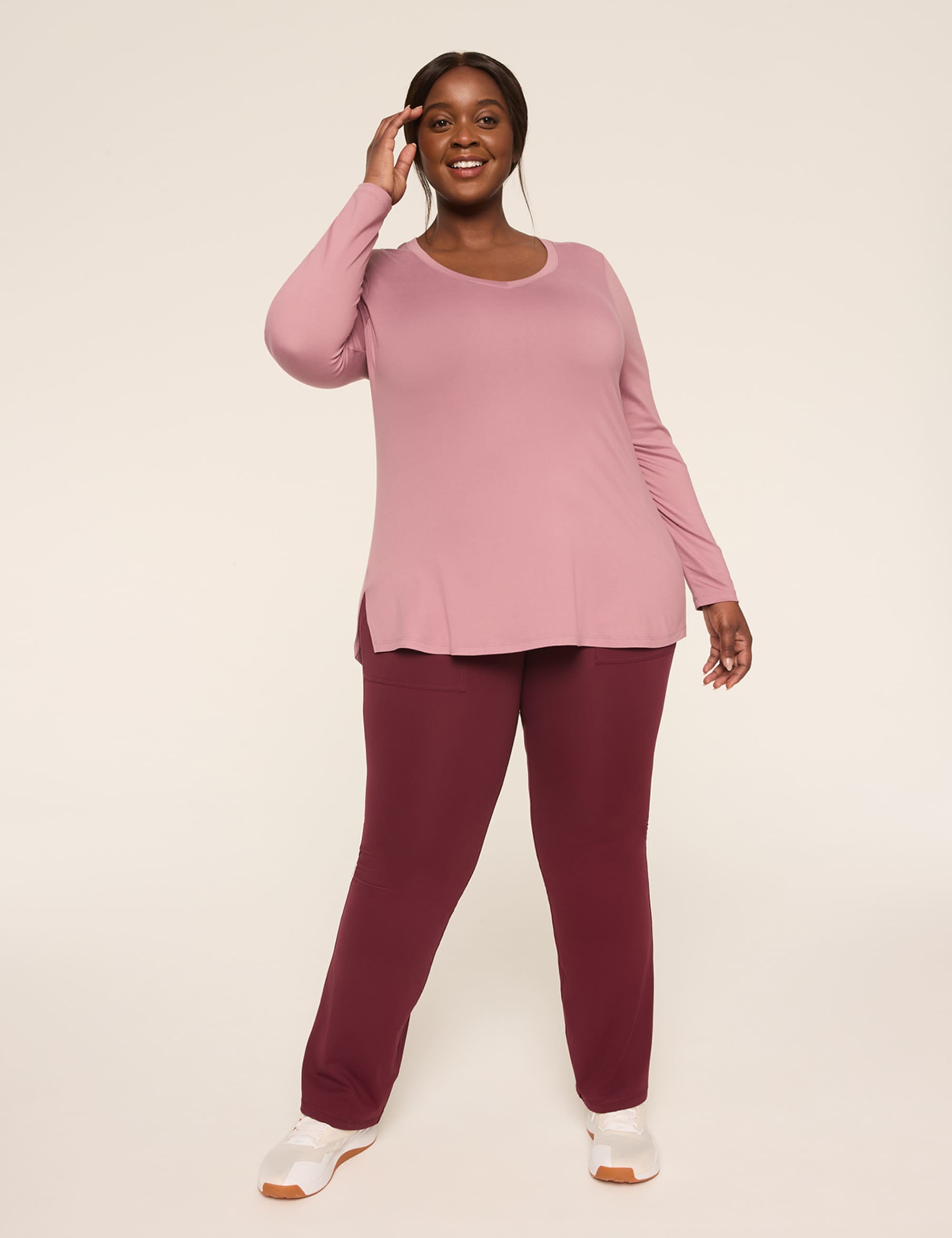 LIVI Soft Ruched Cutout-Back Top