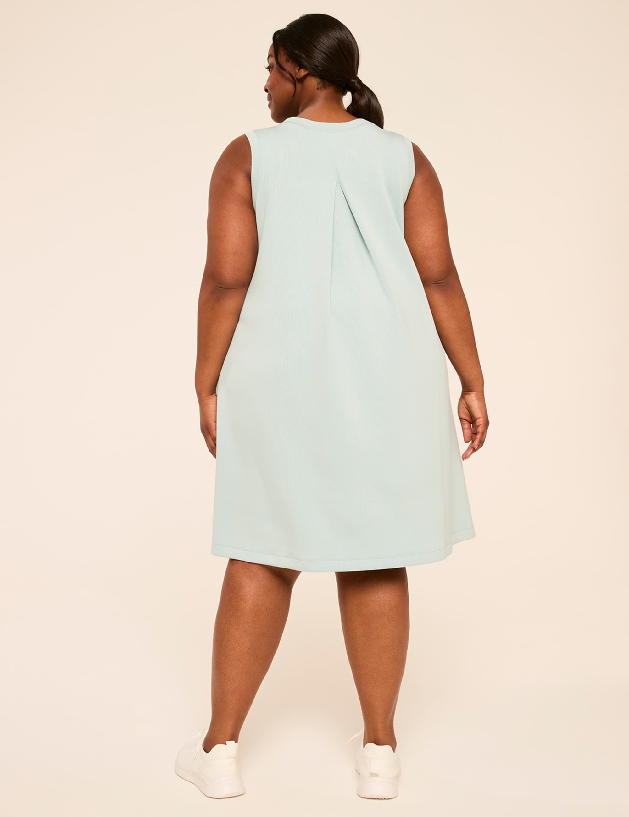 LIVI Ribbed Journey Sleeveless Back-Pleat Dress