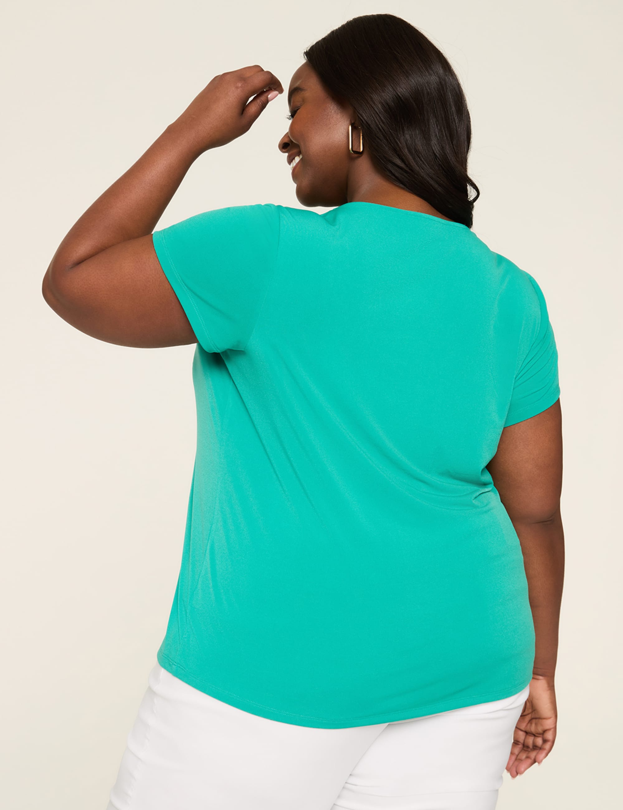 Cap-Sleeve Pleat-Front Top