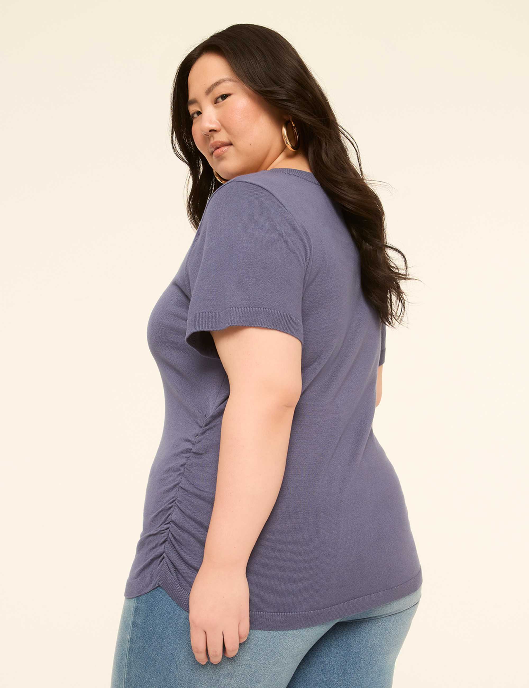 Short-Sleeve V-Neck Pullover Sweater