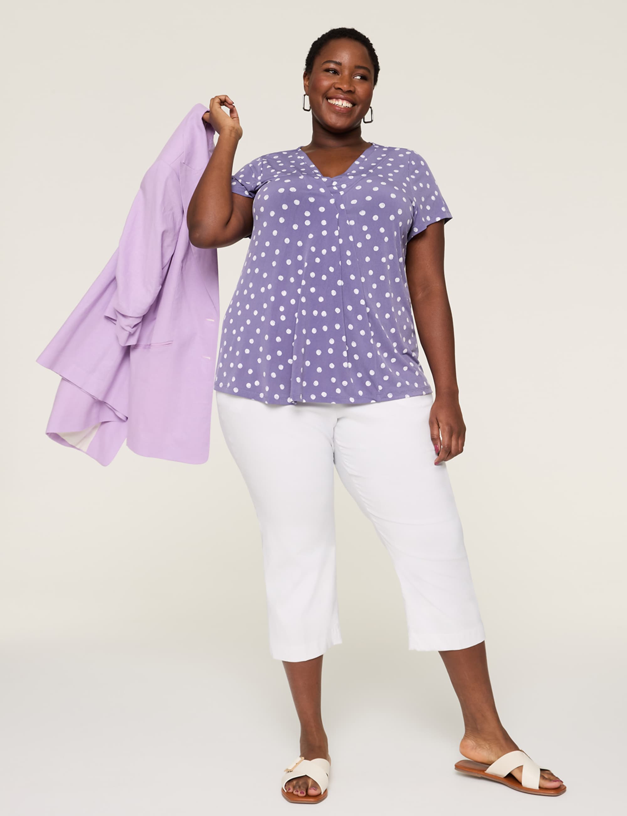 Cap-Sleeve Pleat-Front Top