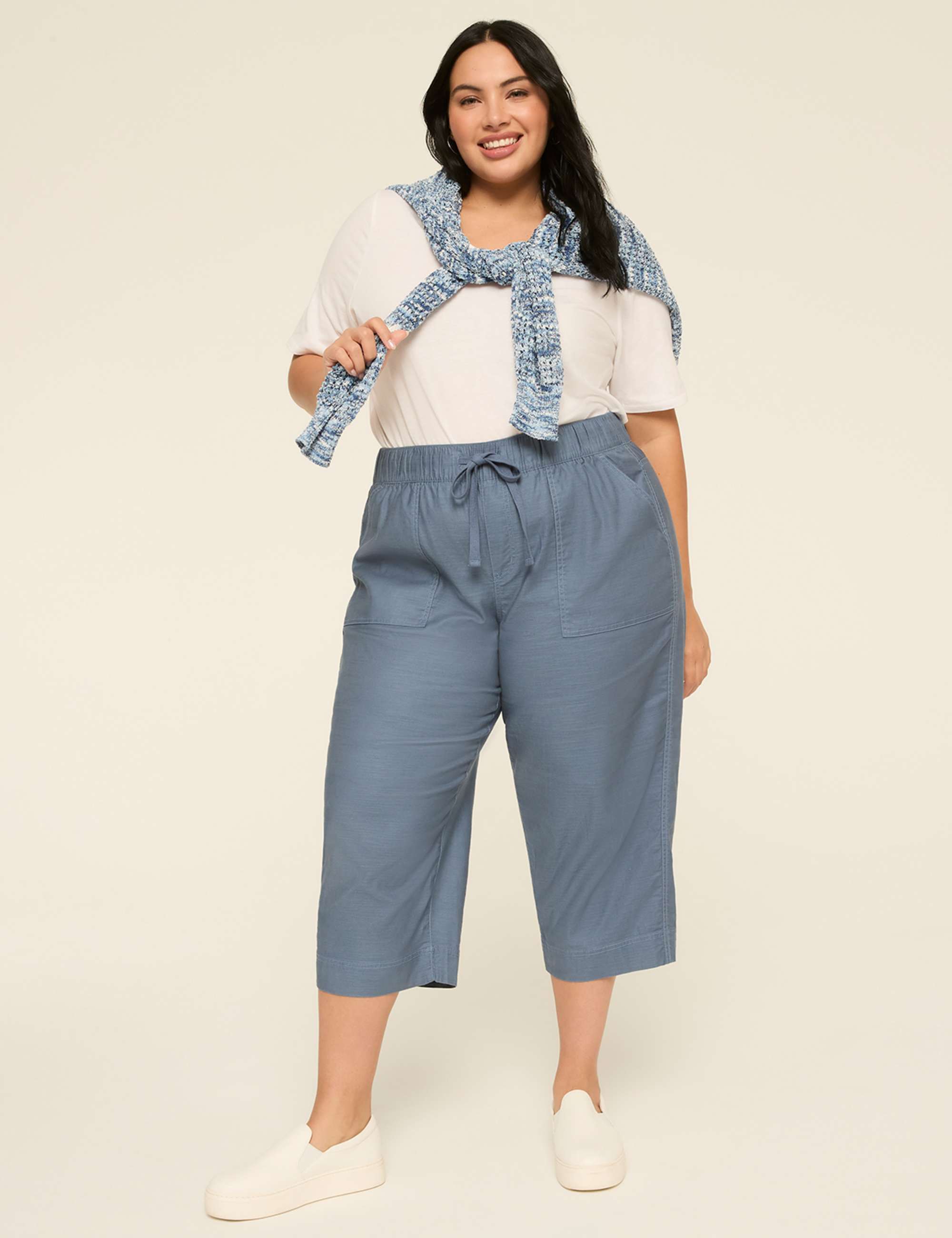 Slub Pull-On Capri Pant